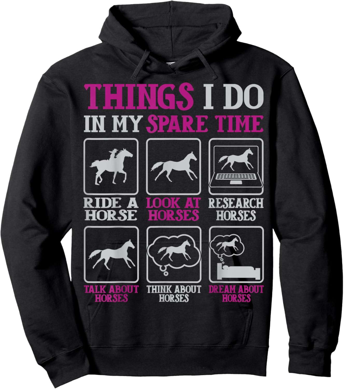 Things I Do In My Spare Time, Horse Riders For Girls, Women Hoodie - Hoodie | Black