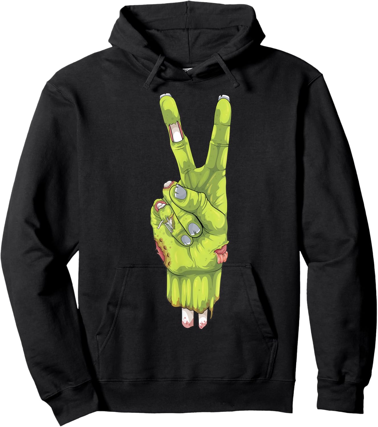 Zombie Peace Sign Spooky Zombie Hand Creepy Halloween Hoodie - Hoodie | Black