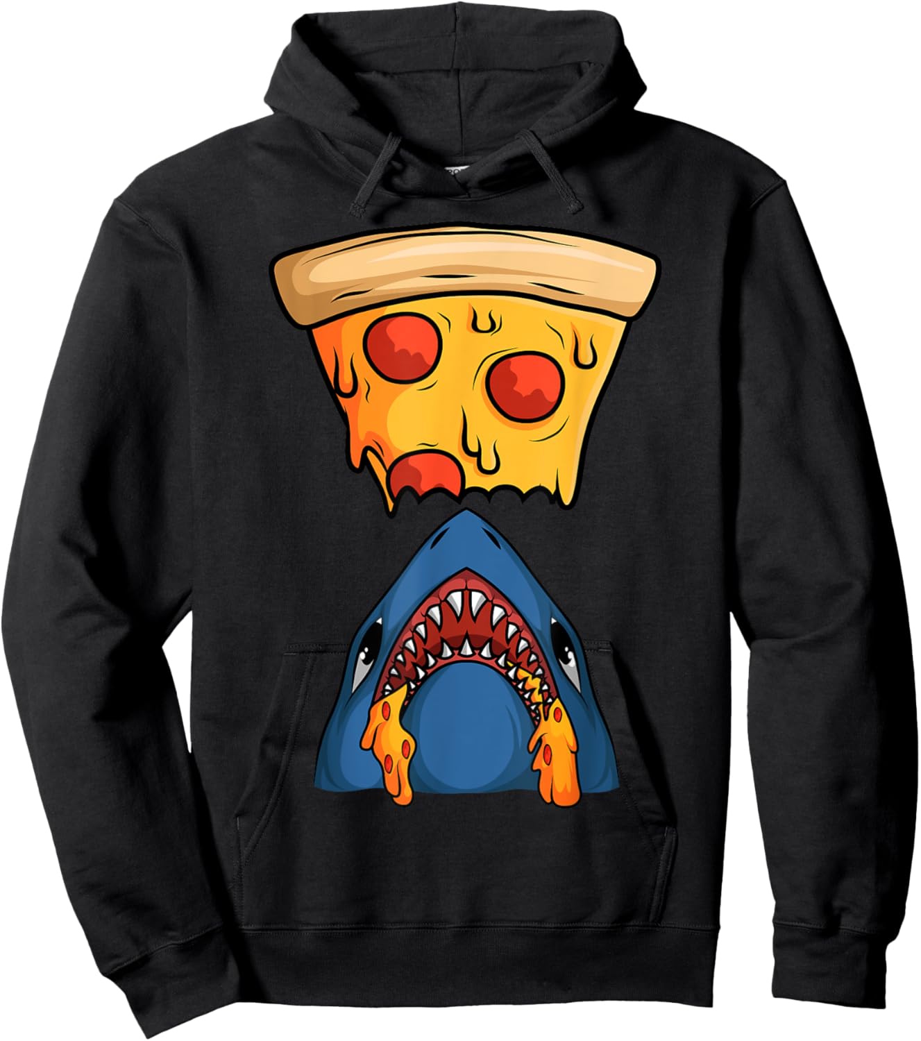 Cool Pizza Round Pizzetta Lover Shark Fan Pizzaiolo Pizzeria Hoodie - Hoodie | Black