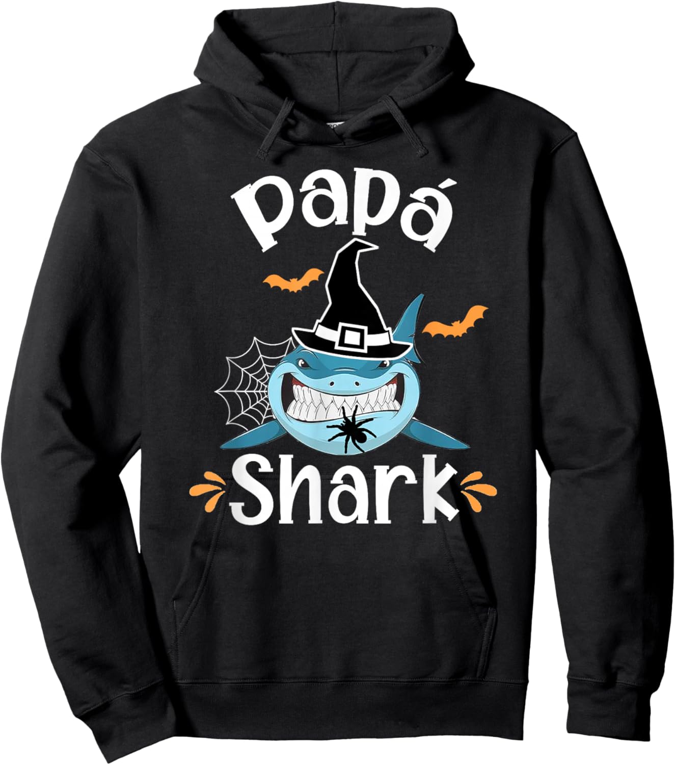 Papa Shark Spanish Dad Halloween Announcement Funny Hoodie - Hoodie | Black