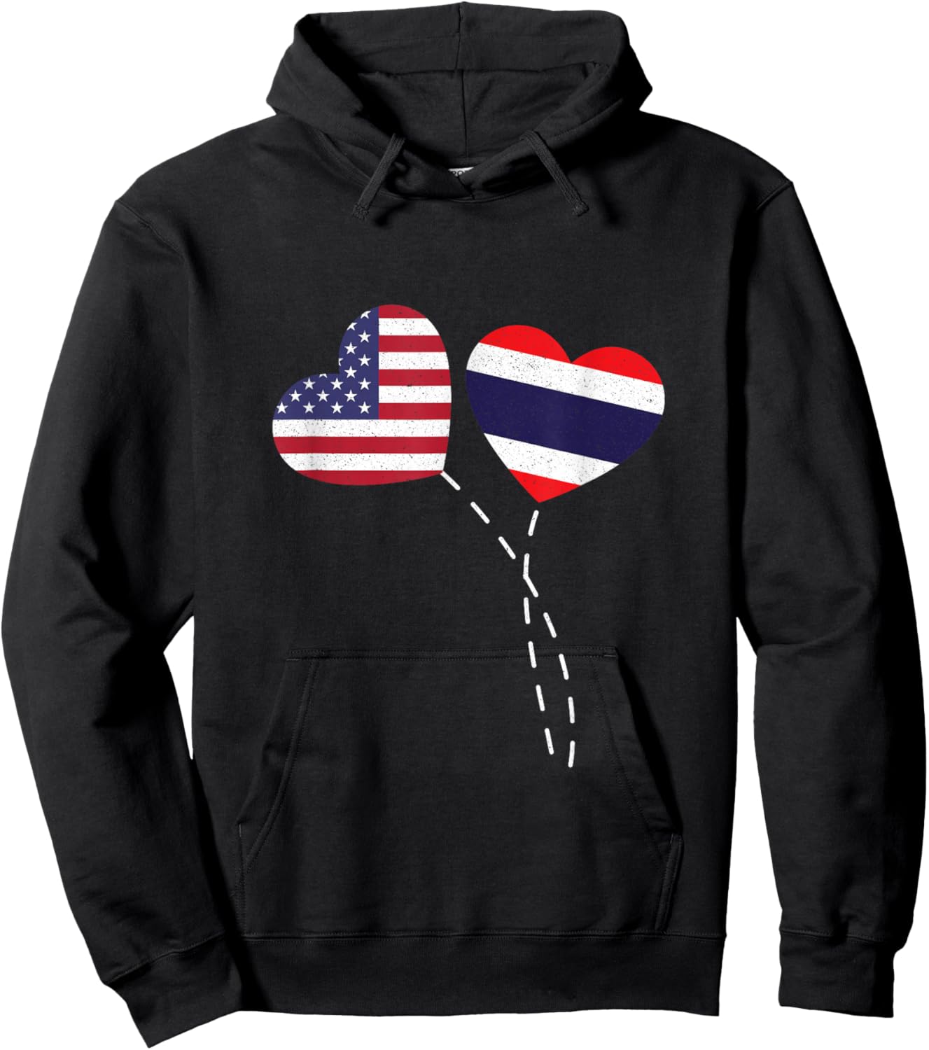 Loving USA Thailand Flag Heart Thai Americans Love Hoodie - Hoodie | Black