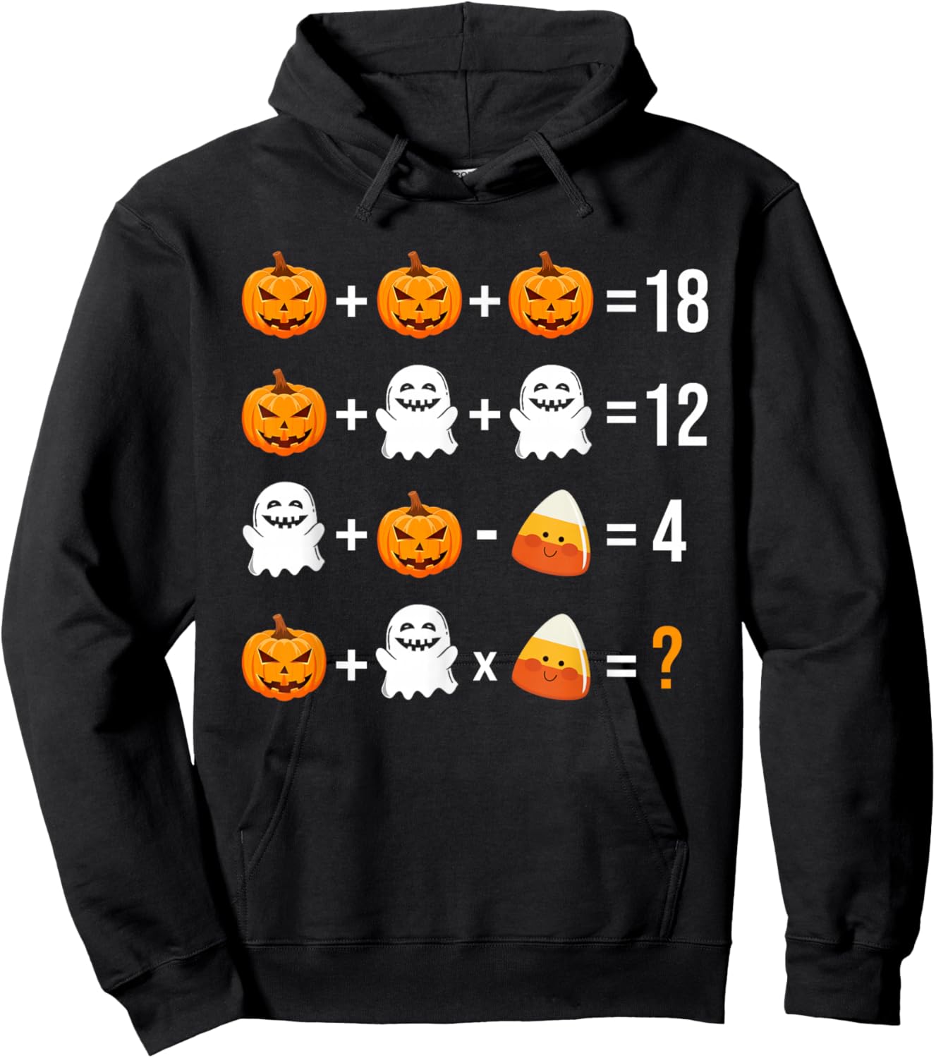 Math Teacher Halloween Equation Pumpkin Ghost Candy corn Hoodie - Hoodie | Black