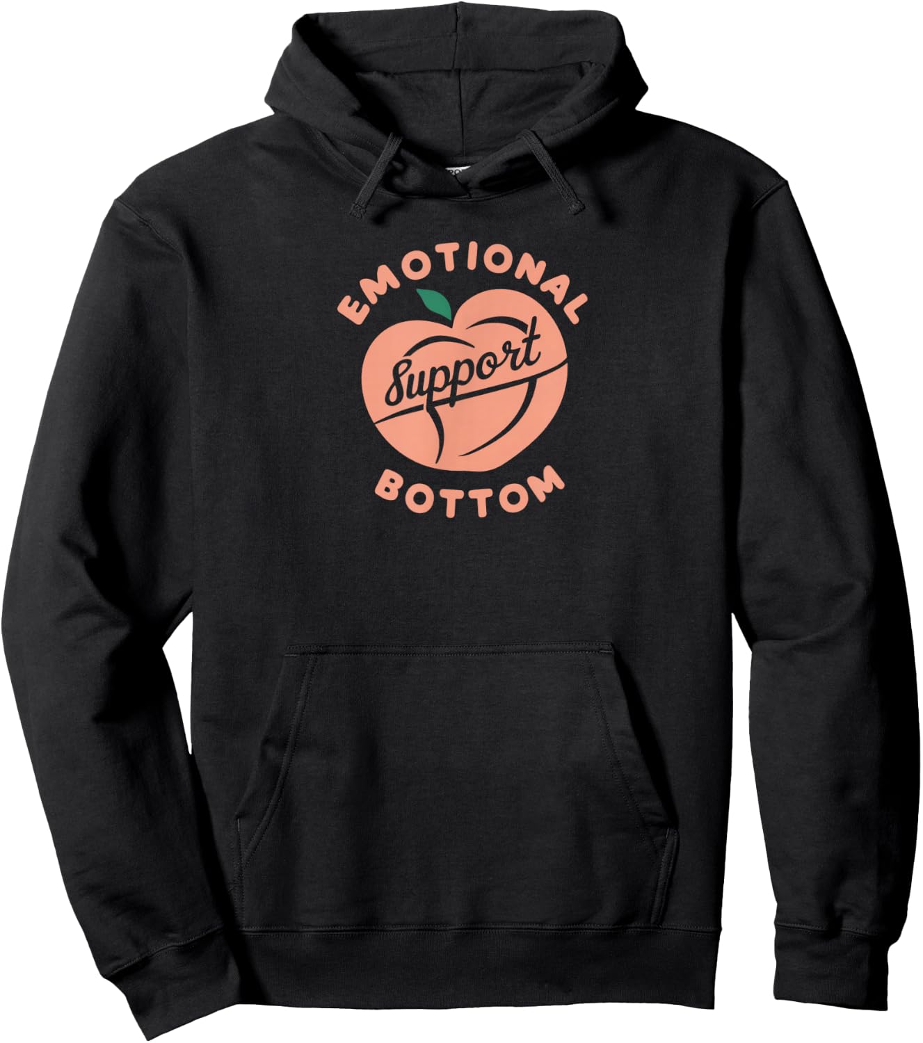 Emotional Support Bottom - Funny Saying Gay Pride Peach Gay Hoodie - Hoodie | Black