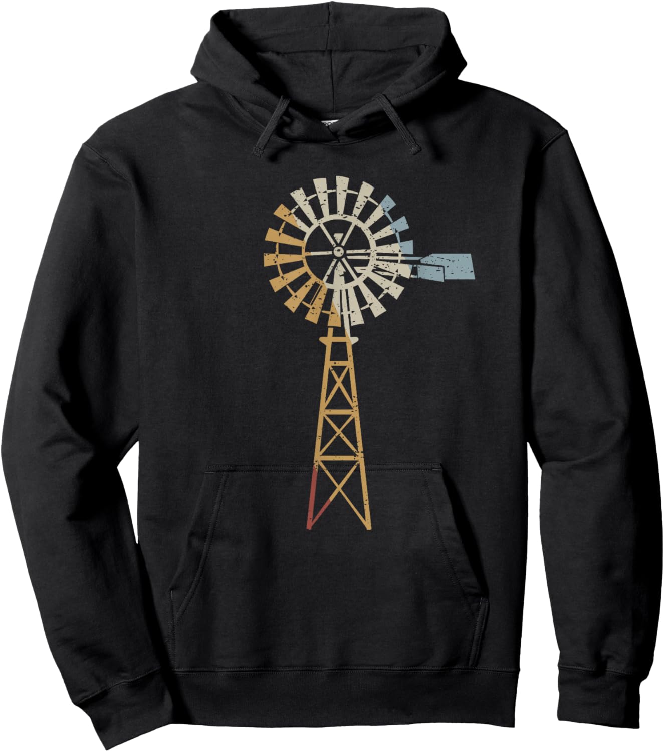 Windmill Retro Style Vintage Hoodie - Hoodie | Black