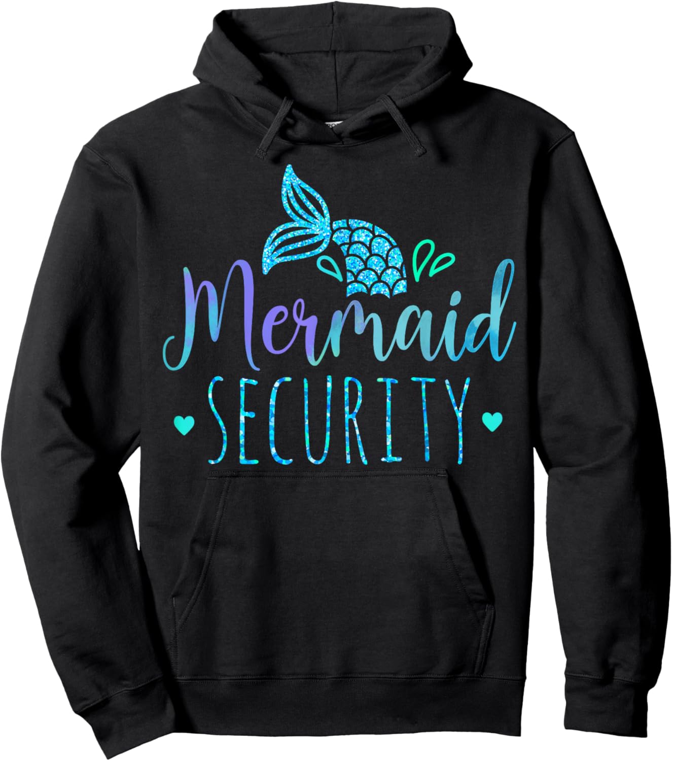 Mermaid Security Family Matching Birthday Party Boys Kids Hoodie - Hoodie | Black