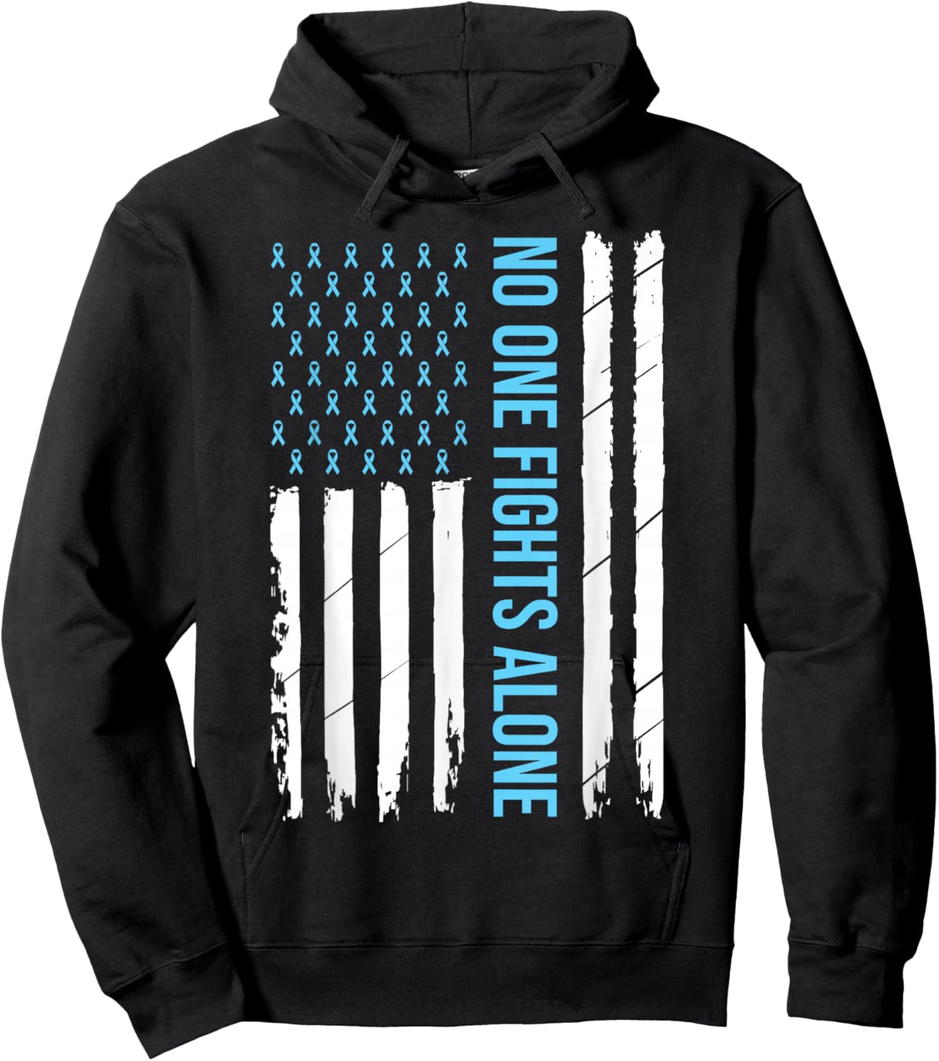 USA Prostate Cancer Awareness Light Blue Ribbon Survivor Hoodie - Hoodie | Black