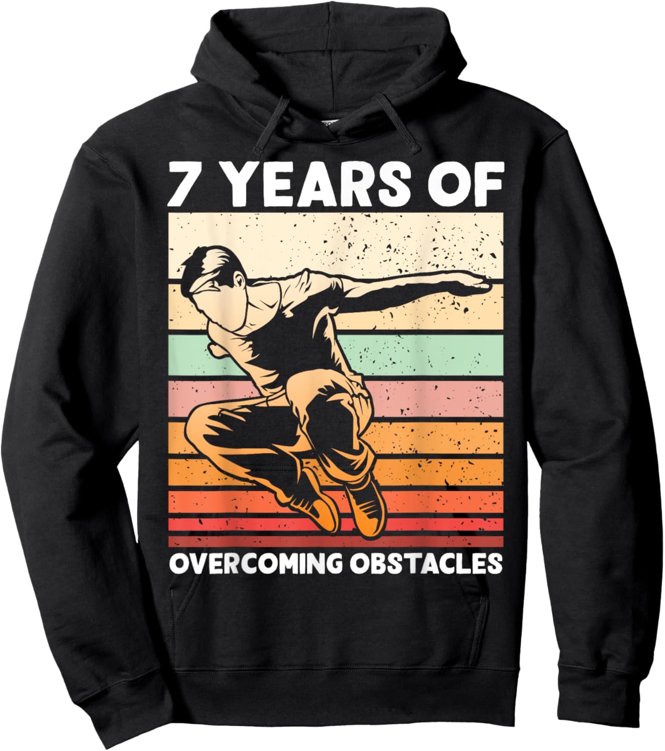 Vintage Parkour 7th Birthday 7 year old Boy Seventh 7yr old Hoodie - Hoodie | Black
