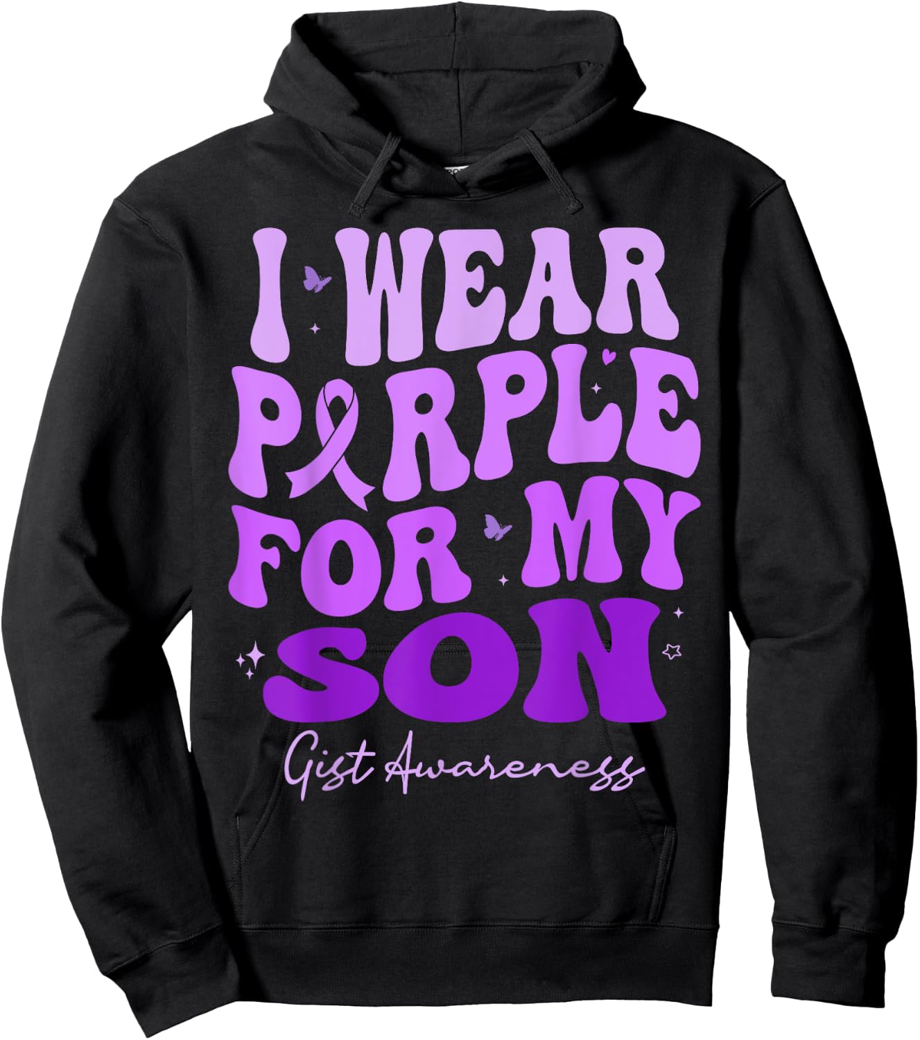 I Wear Purple For My Son GIST Awareness Retro Groovy Hoodie - Hoodie | Black