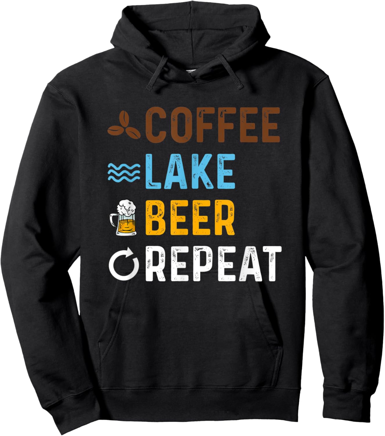 Coffee Lake Beer Repeat Lakefront Living Hoodie - Hoodie | Black