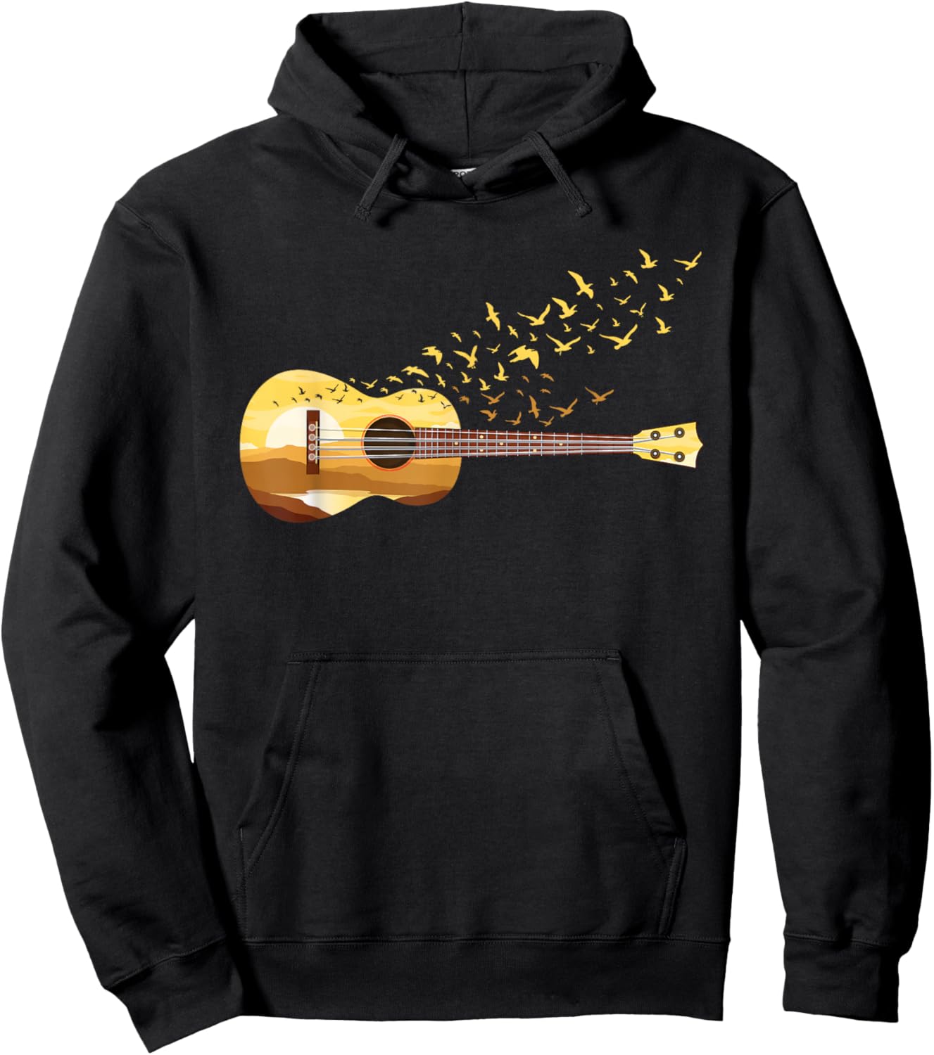 Scenic Uke Guitar - Ukulele Lover Guitar Ukulelist Hoodie - Hoodie | Black