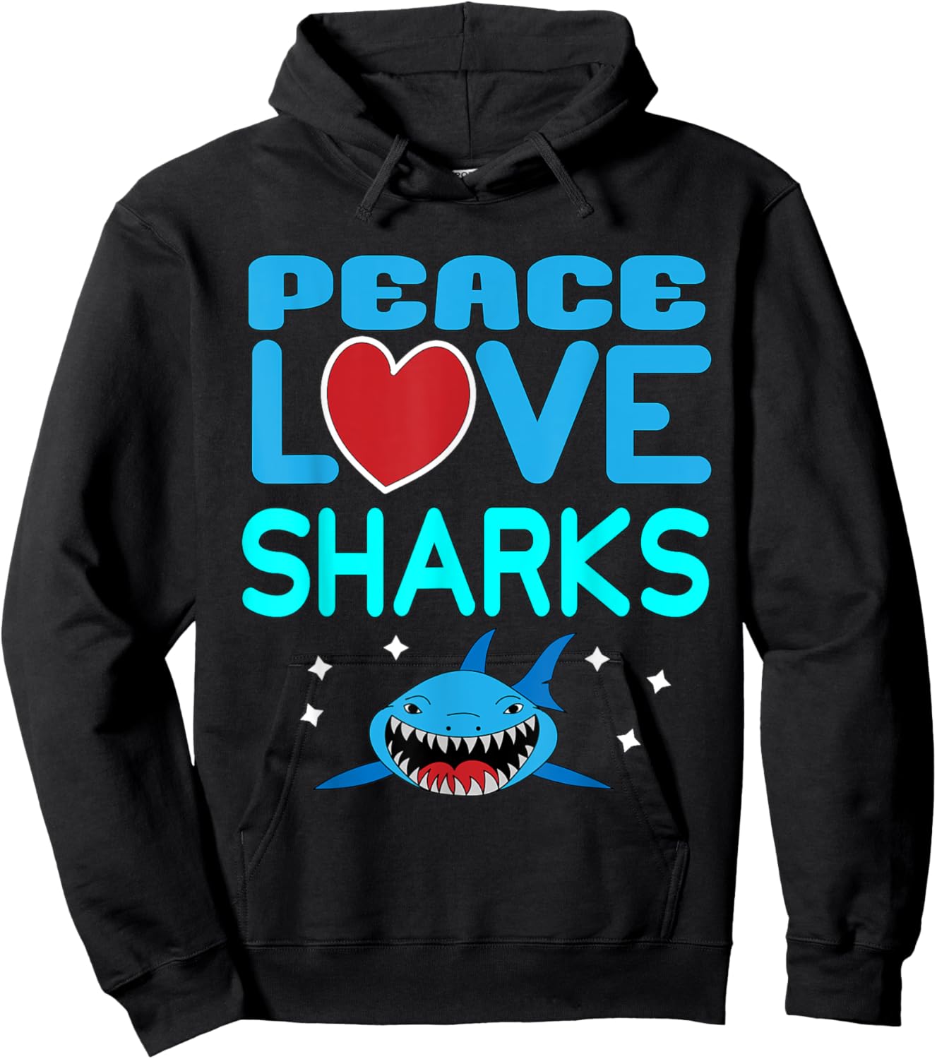 Peace Love Sharks Sea Creatures Dangerous Hammerhead Shark Hoodie - Hoodie | Black