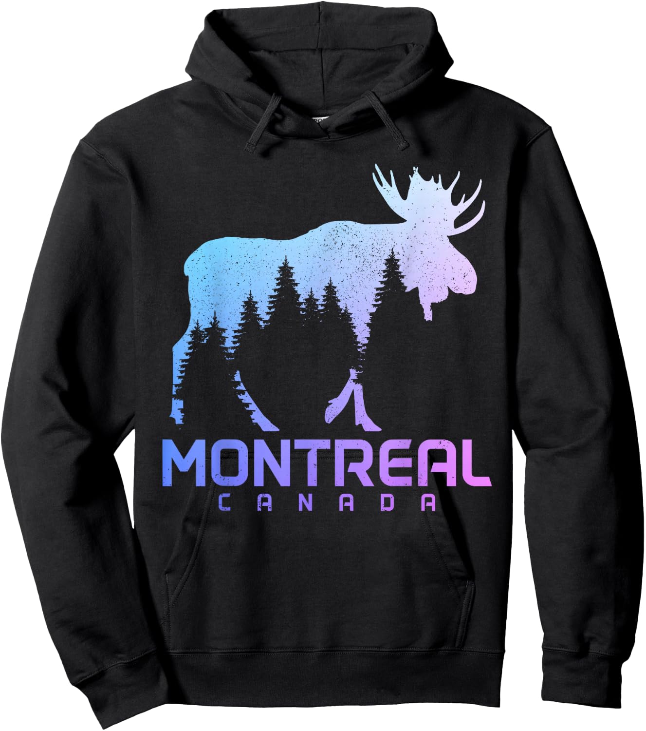 Montreal Quebec Canada Vintage Moose Souvenir Hoodie - Hoodie | Black