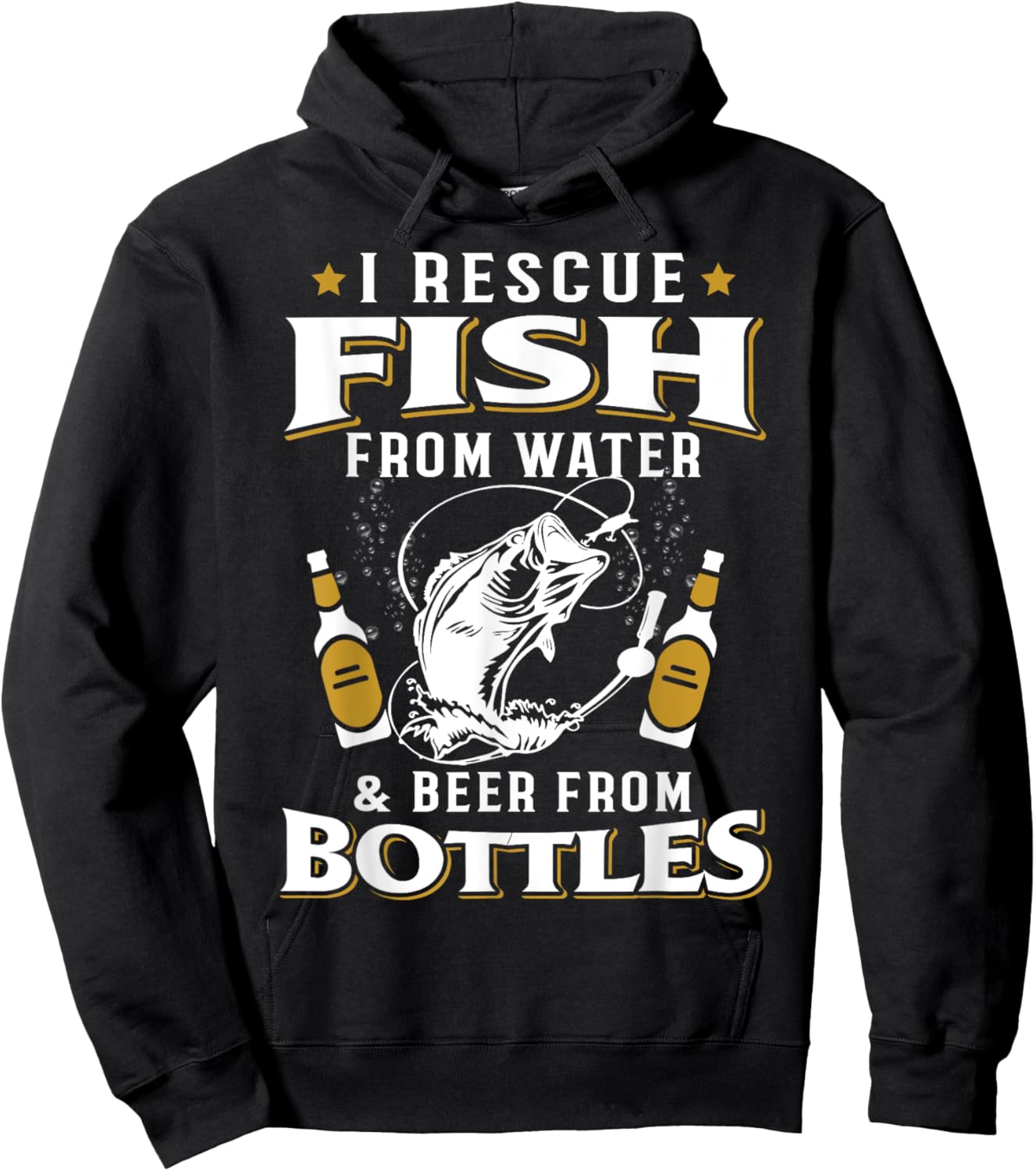 I Rescue Fish From Water Beer From Bottles Funny Fisher Hoodie - Hoodie | Black