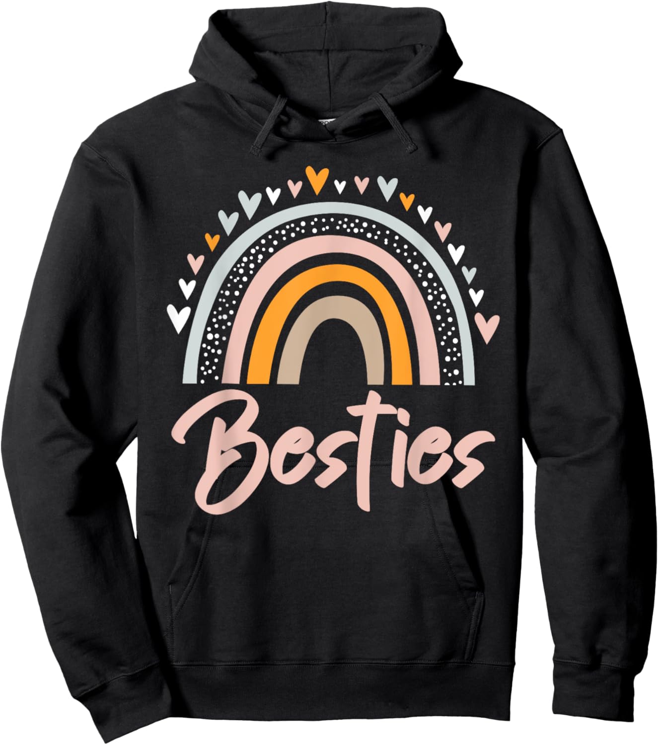 Besties BFF Heart Best Friends Bestie Hoodie - Hoodie | Black