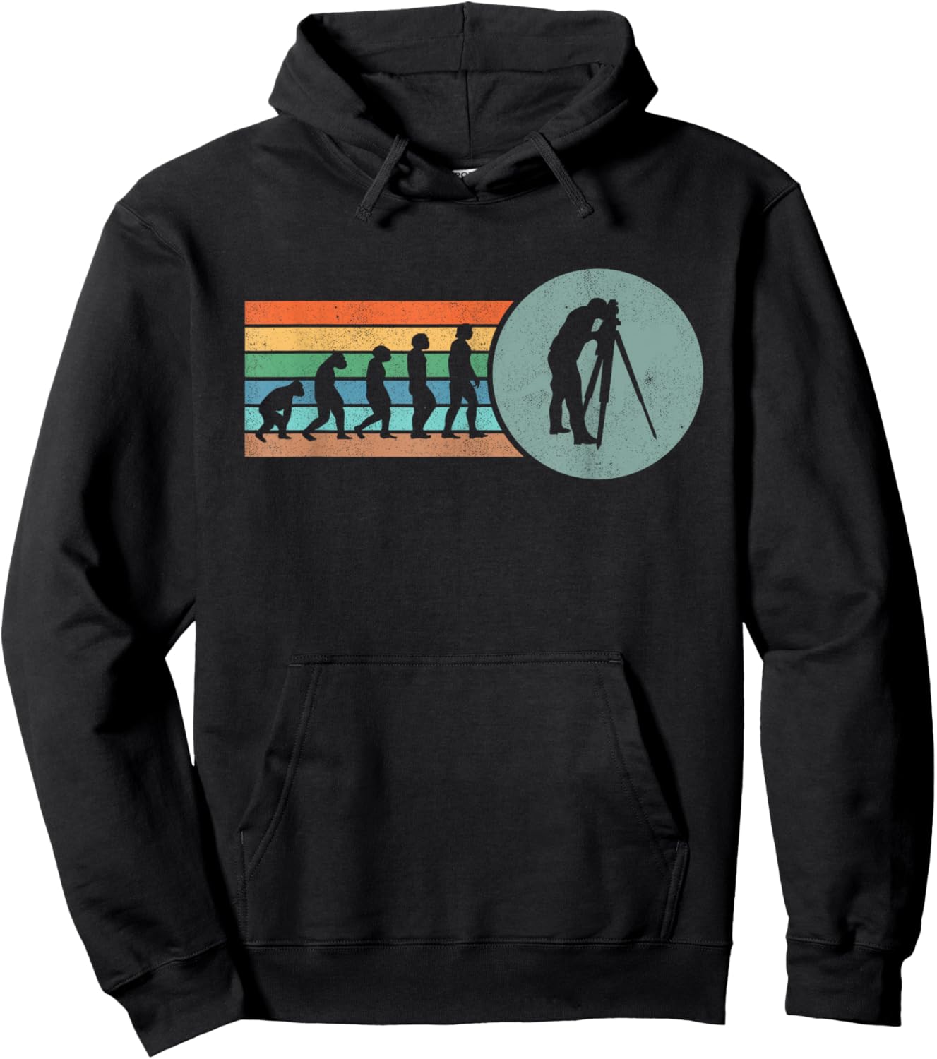 Retro Land Surveying Human Evolution Engineer Land Surveyor Hoodie - Hoodie | Black