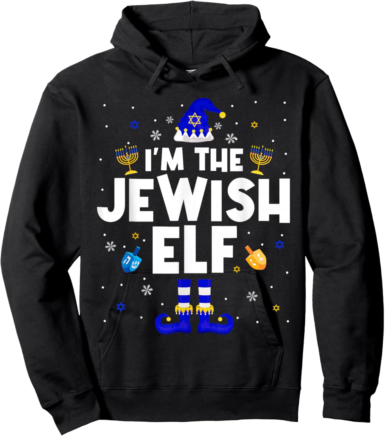 I'm The Jewish Elf Hanukkah Chanukah Christmas Family Group Hoodie - Hoodie | Black