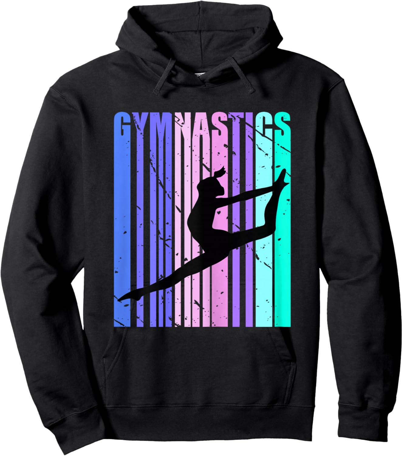 Retro Girls Gymnastics Purple Green Woman Women Gymnast Hoodie - Hoodie | Black
