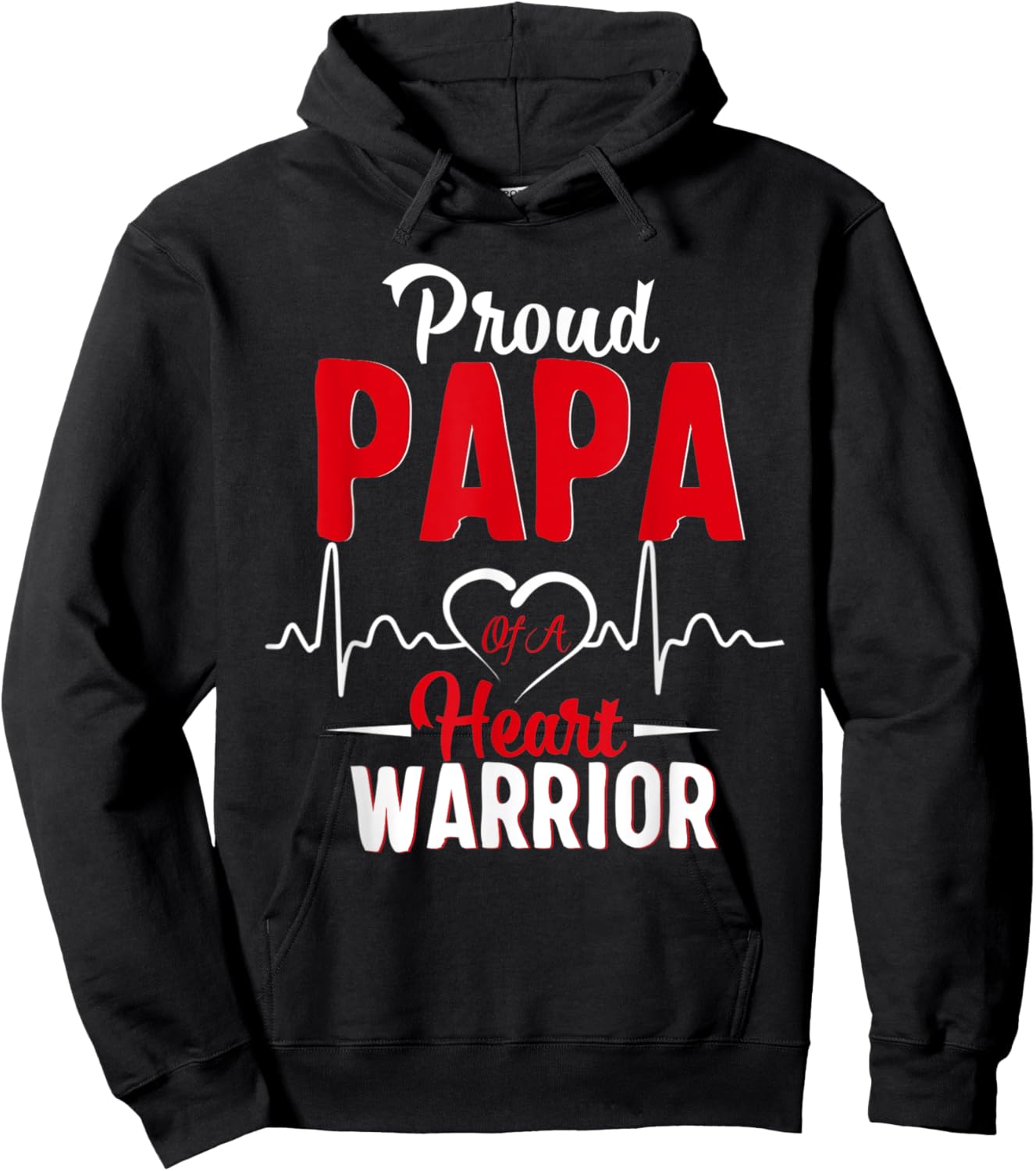 Proud Papa of a Heart Warrior CHD Awareness gift Hoodie - Hoodie | Black