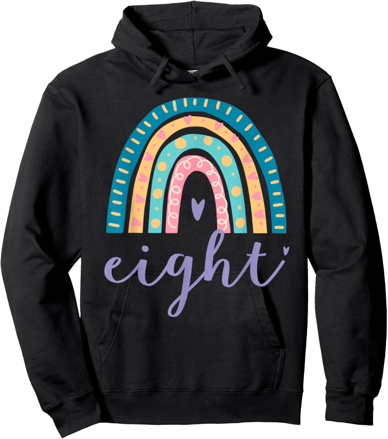 Eight Year Old Rainbow 8th Birthday Gifts for Girls 8 Bday Hoodie - Hoodie | Black
