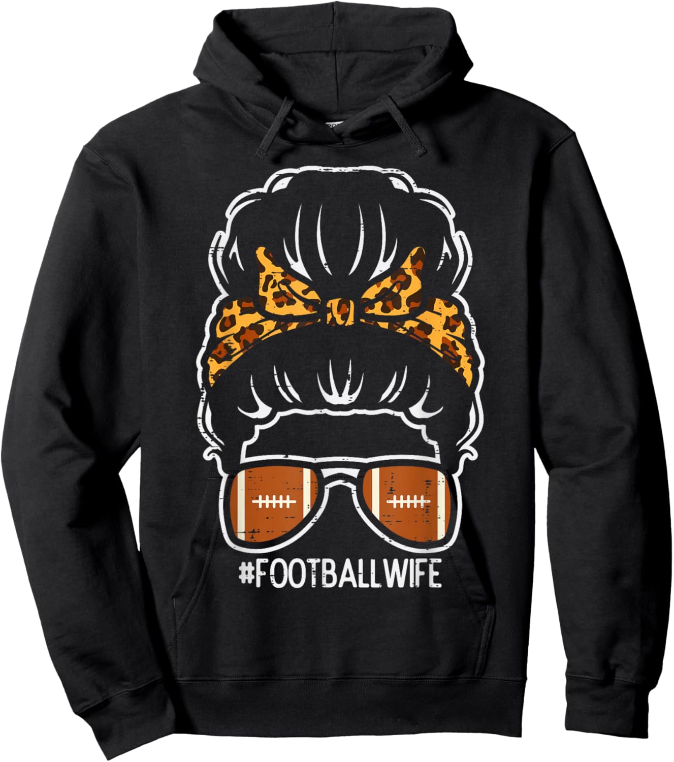 American Football Wife Leopard Bun Family Matching Women Hoodie - Hoodie | Black