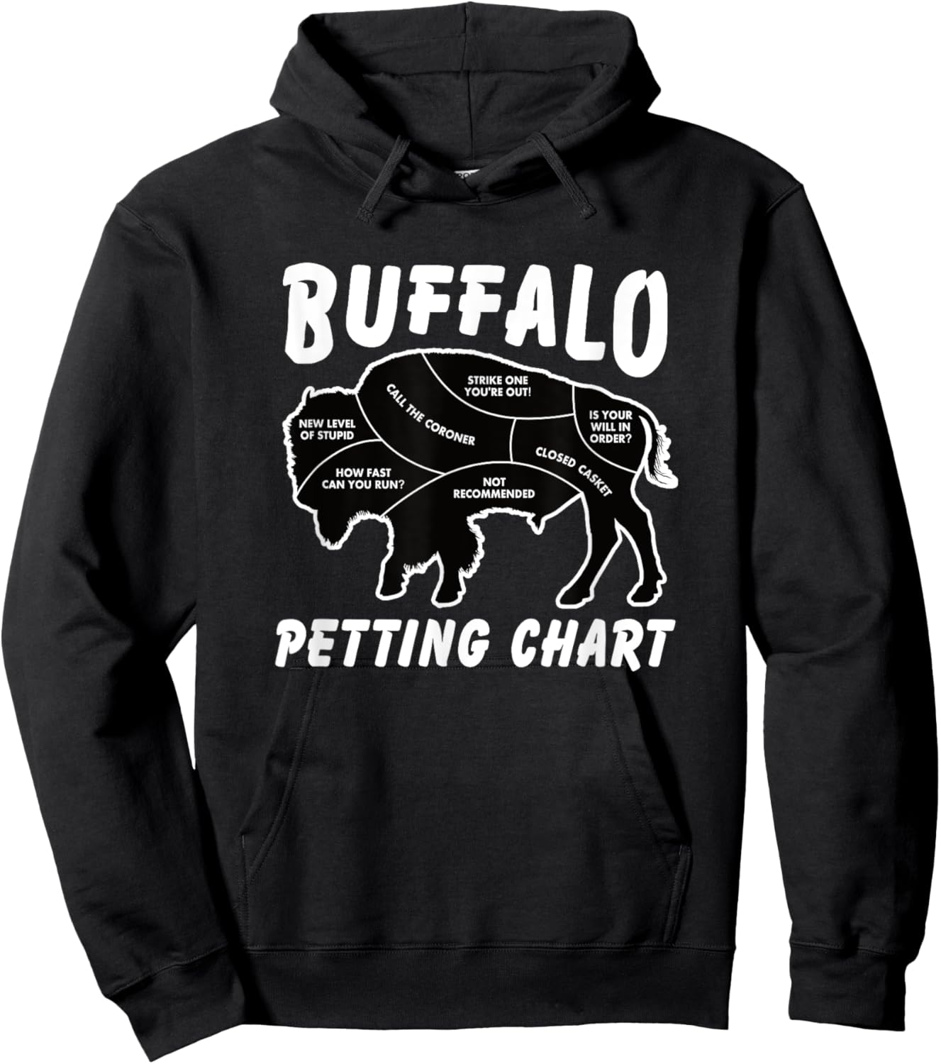 Buffalo Wildlife Petting Chart for Bison Lovers Hoodie - Hoodie | Black