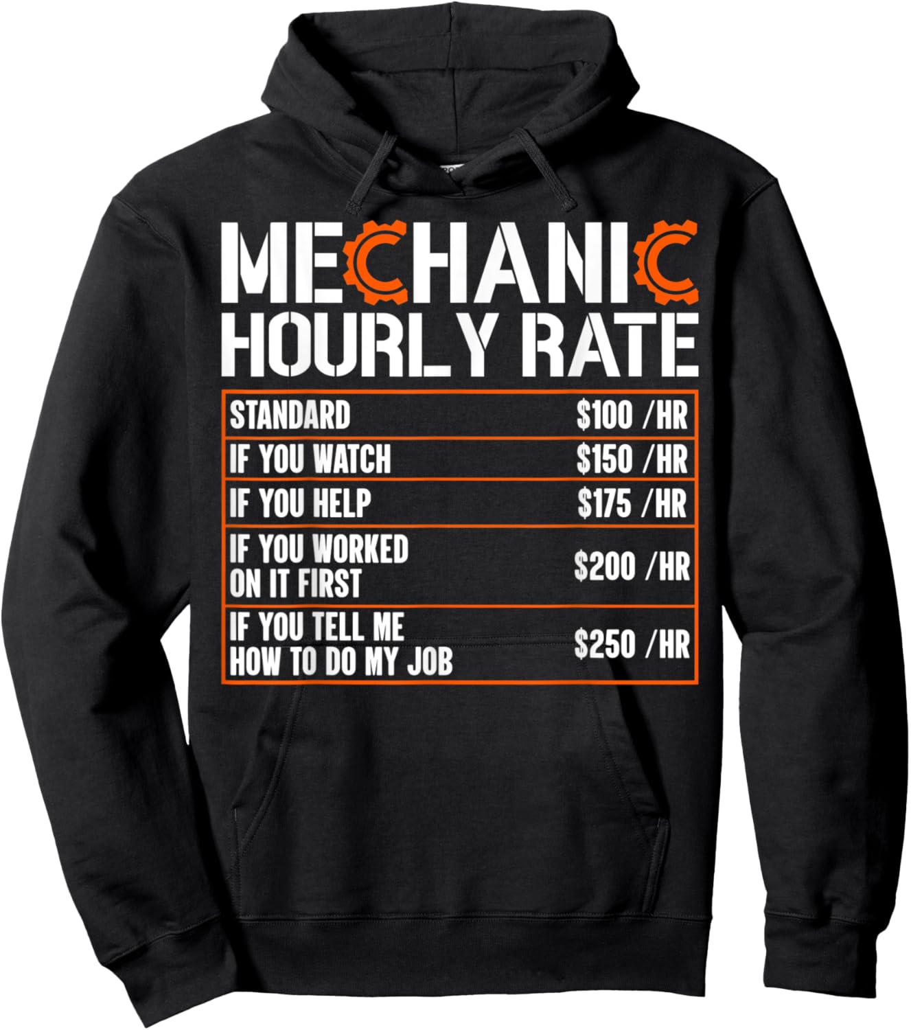 Mechanic Hourly Rate Funny Labor Rates Hoodie - Hoodie | Black