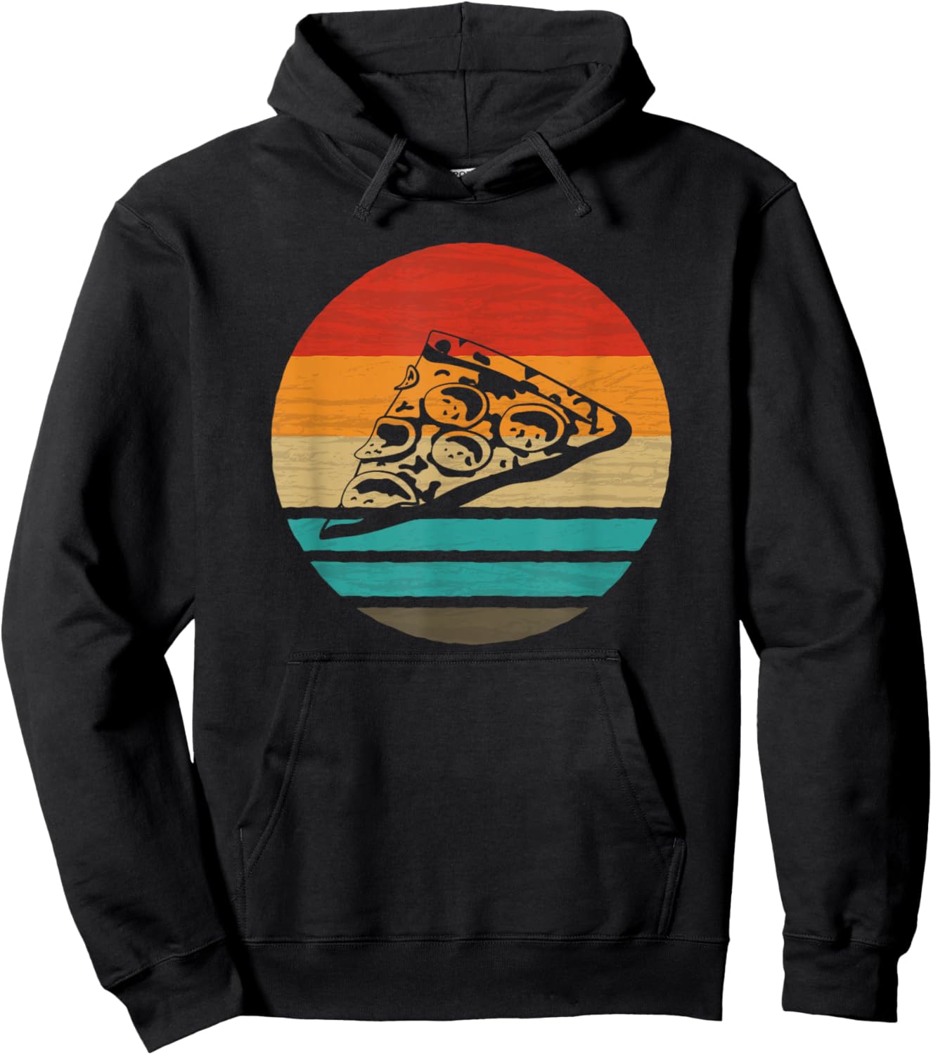 Pizza Piece Retro Style Vintage Hoodie - Hoodie | Black