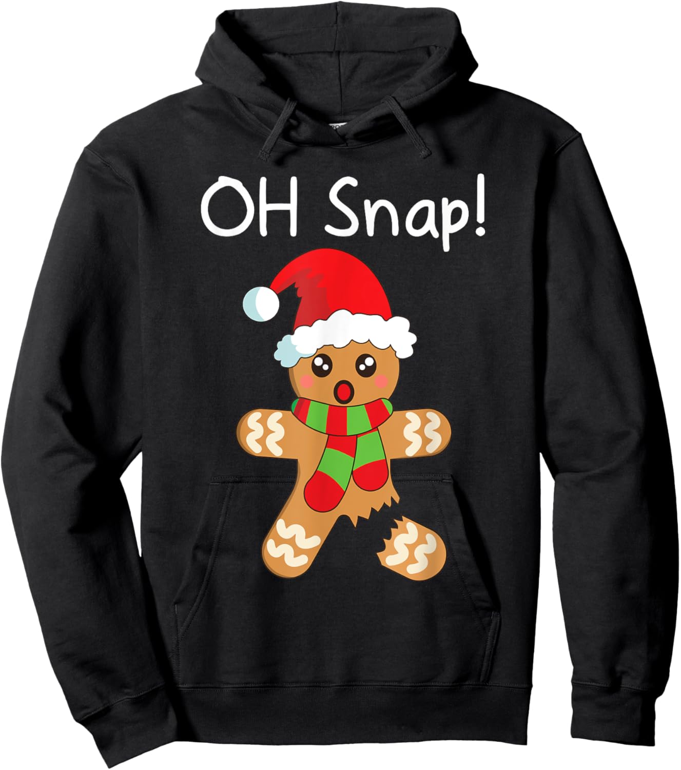 Christmas Shirt Boys Girls Funny Gingerbread Man Oh Snap Hoodie - Hoodie | Black