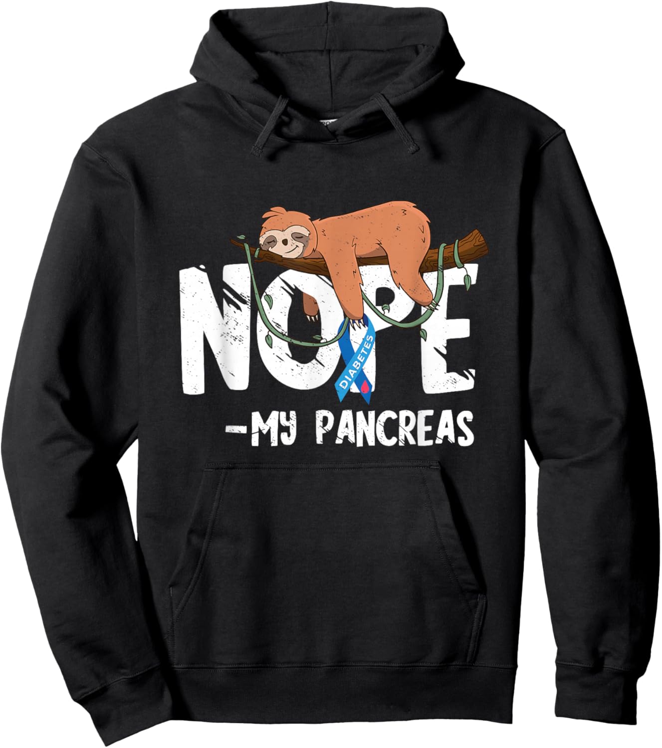 Pancreas Diabetes Awareness Blood Sugar Diabetic Sloth T1D Hoodie - Hoodie | Black