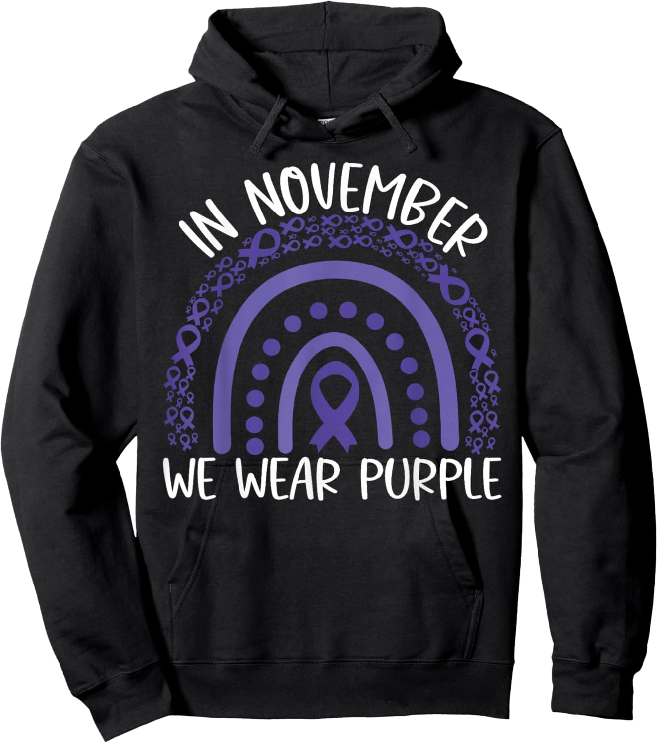 in November we Wear Purple Rainbow Pancreatic Cancer Hoodie - Hoodie | Black