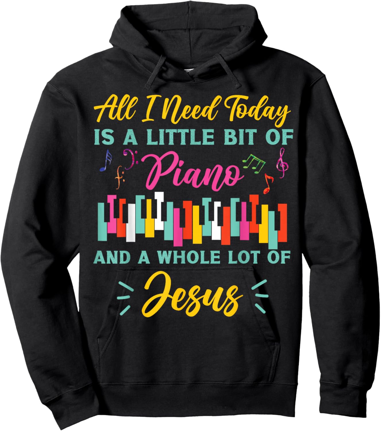 Piano Teacher Pianist Cross Jesus Christian Keyboard All I Hoodie - Hoodie | Black