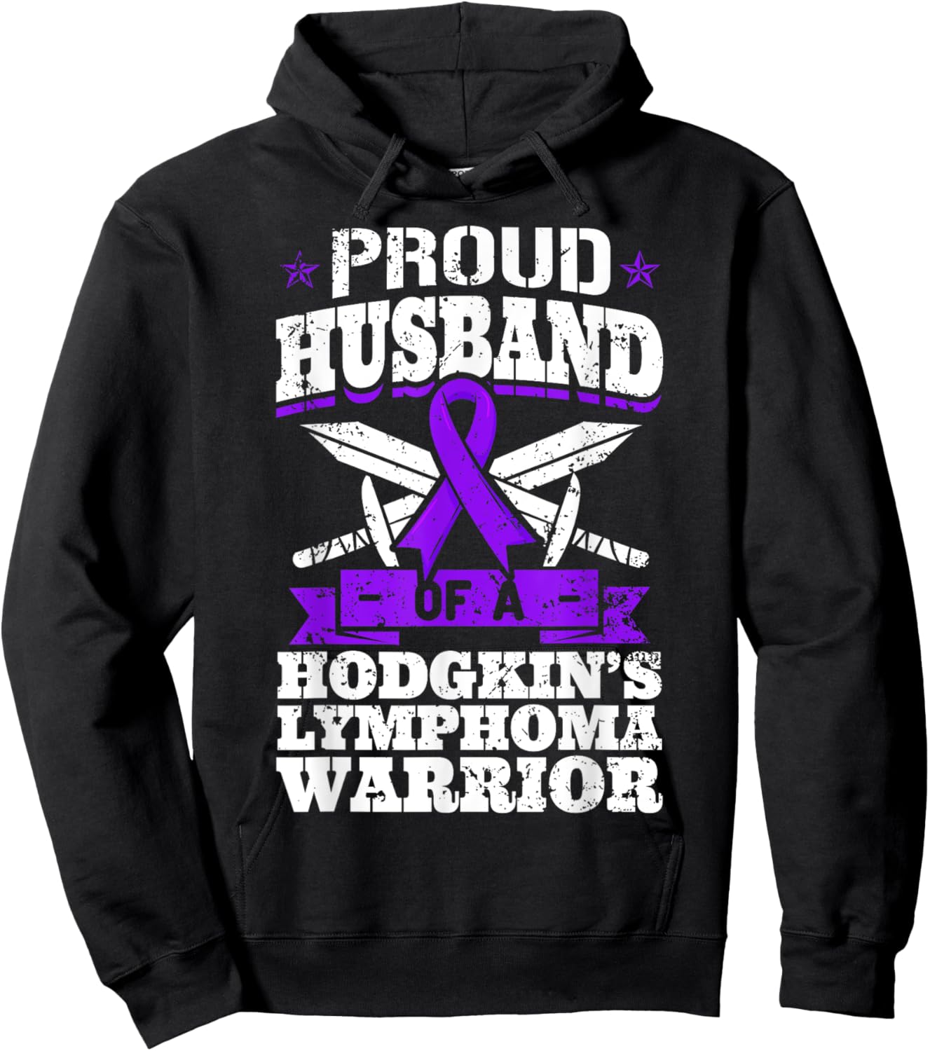 Proud Husband Of A Hodgkin's Lymphoma Warrior HL Awareness Hoodie - Hoodie | Black