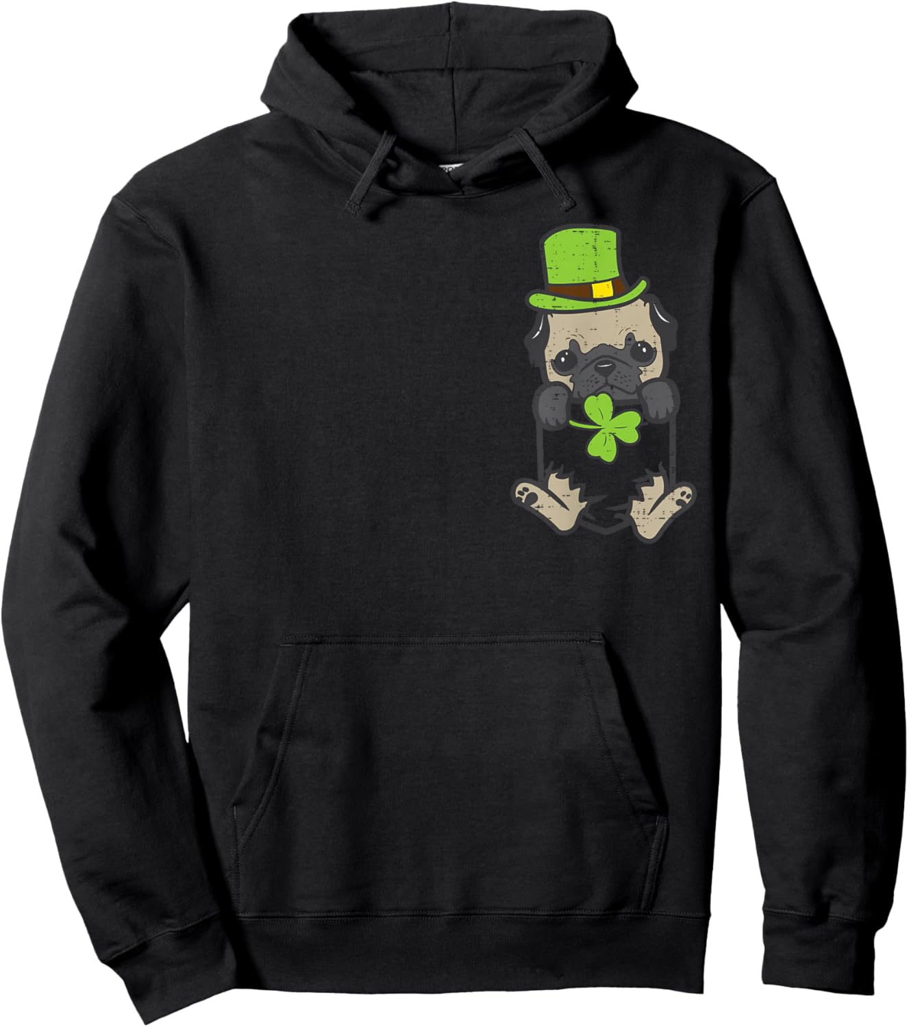 Irish Pocket Pug Dog Saint Paddys St Patricks Day Women Girl Hoodie - Hoodie | Black
