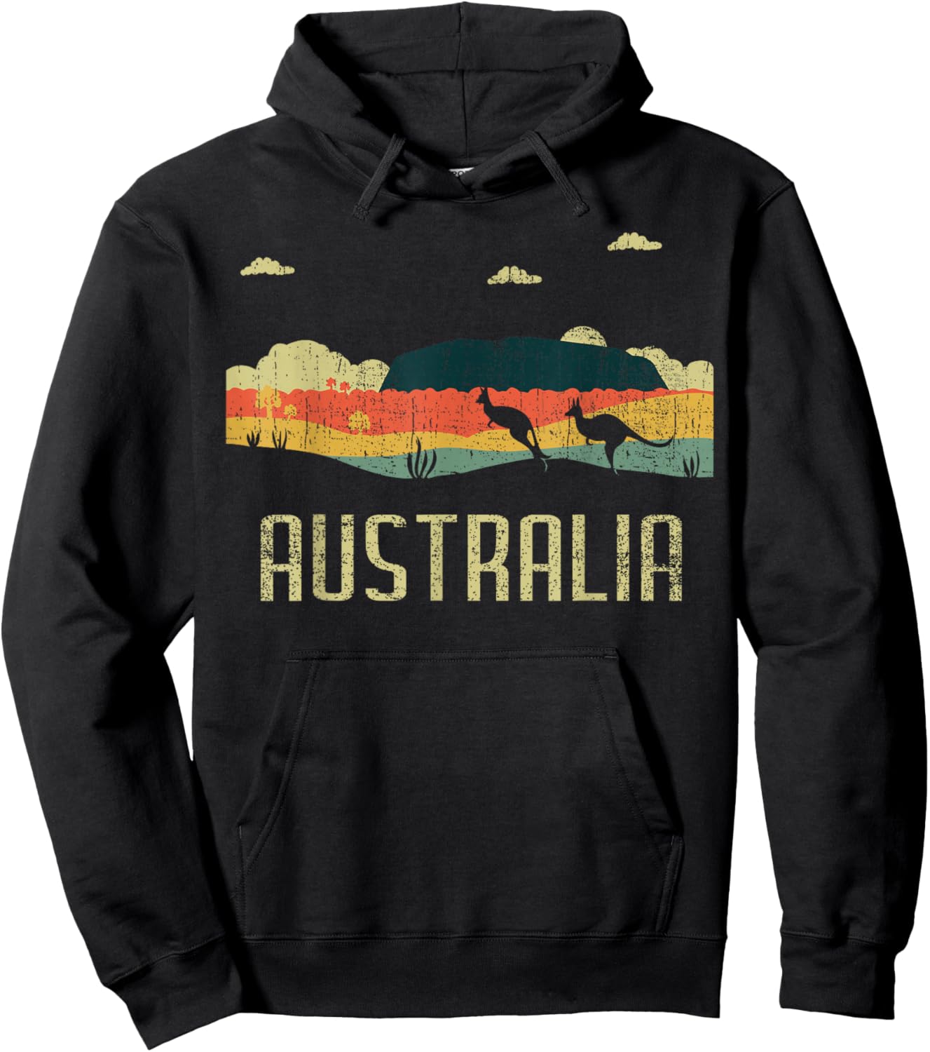 Vintage Jump Kangaroo Australia Day Australian Hoodie - Hoodie | Black