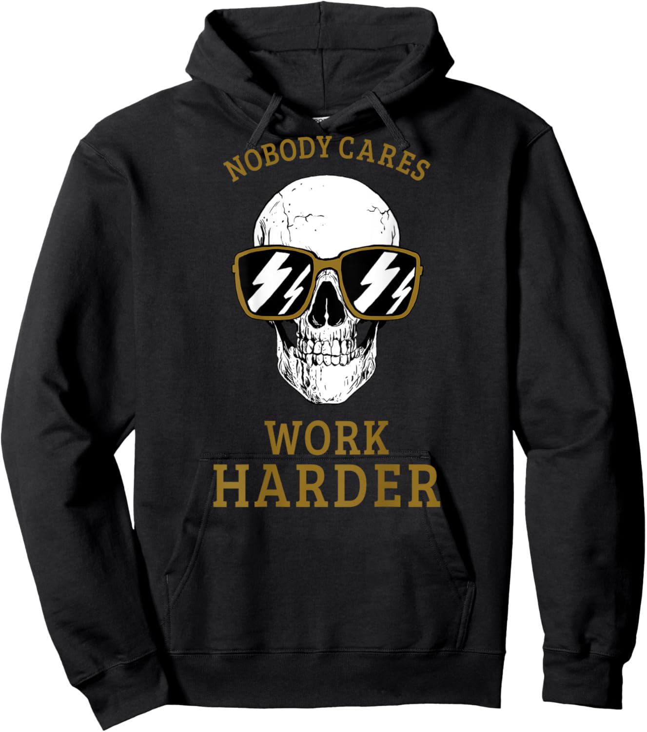 Nobody Cares Work Harder (On Back) Motivational Workout Hoodie - Hoodie | Black