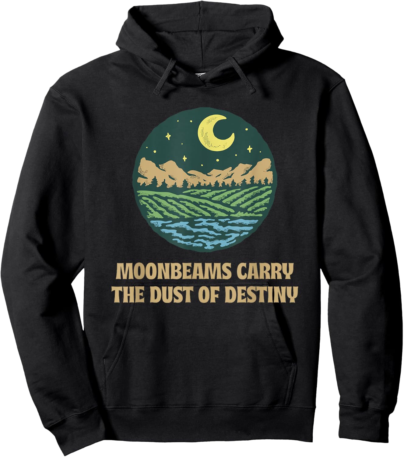 Moonbeams Carry the Dust of Destiny Inspirational Celestial Hoodie - Hoodie | Black