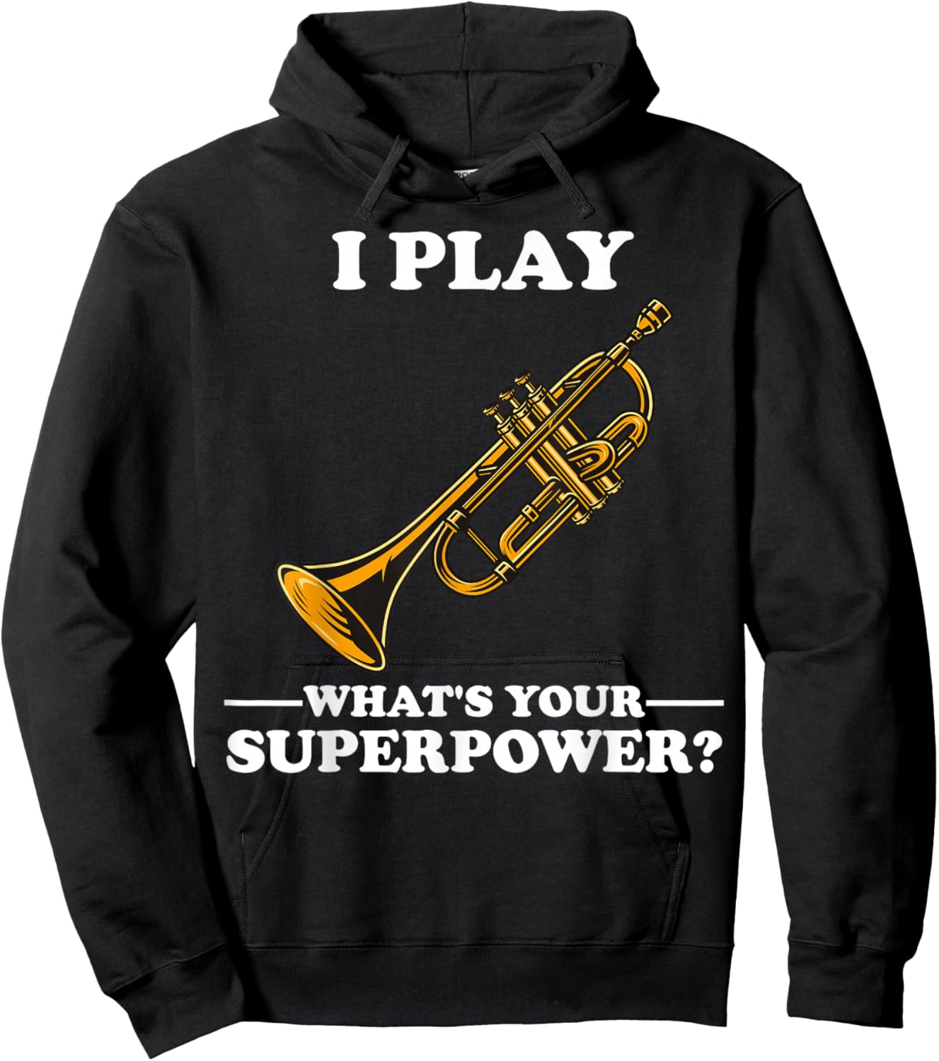 Trumpet Musician Motifs for Trumpeter Gifts I Play Trumpeter What's Your Superpower Trumpet Orchestra , Black , Small Hoodie - Hoodie | Black