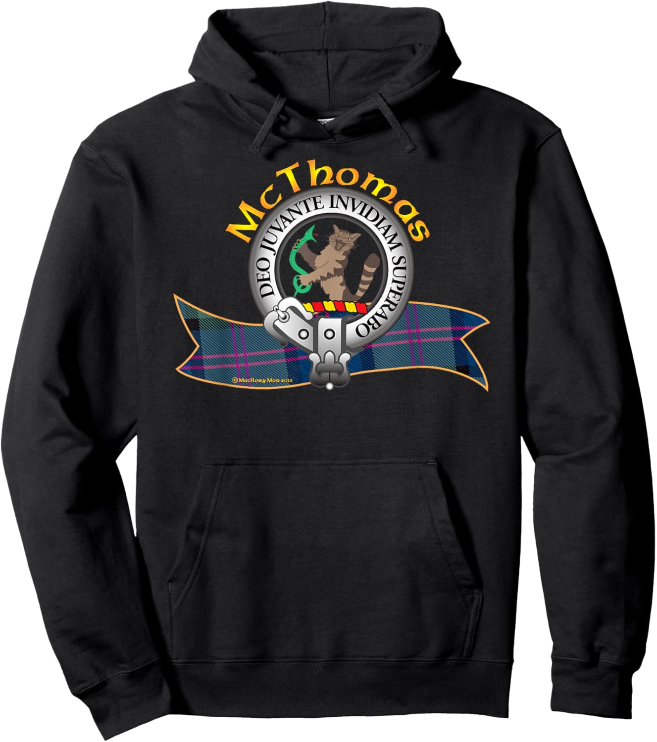 McThomas Clan Tartan Crest Motto Hoodie - Hoodie | Black
