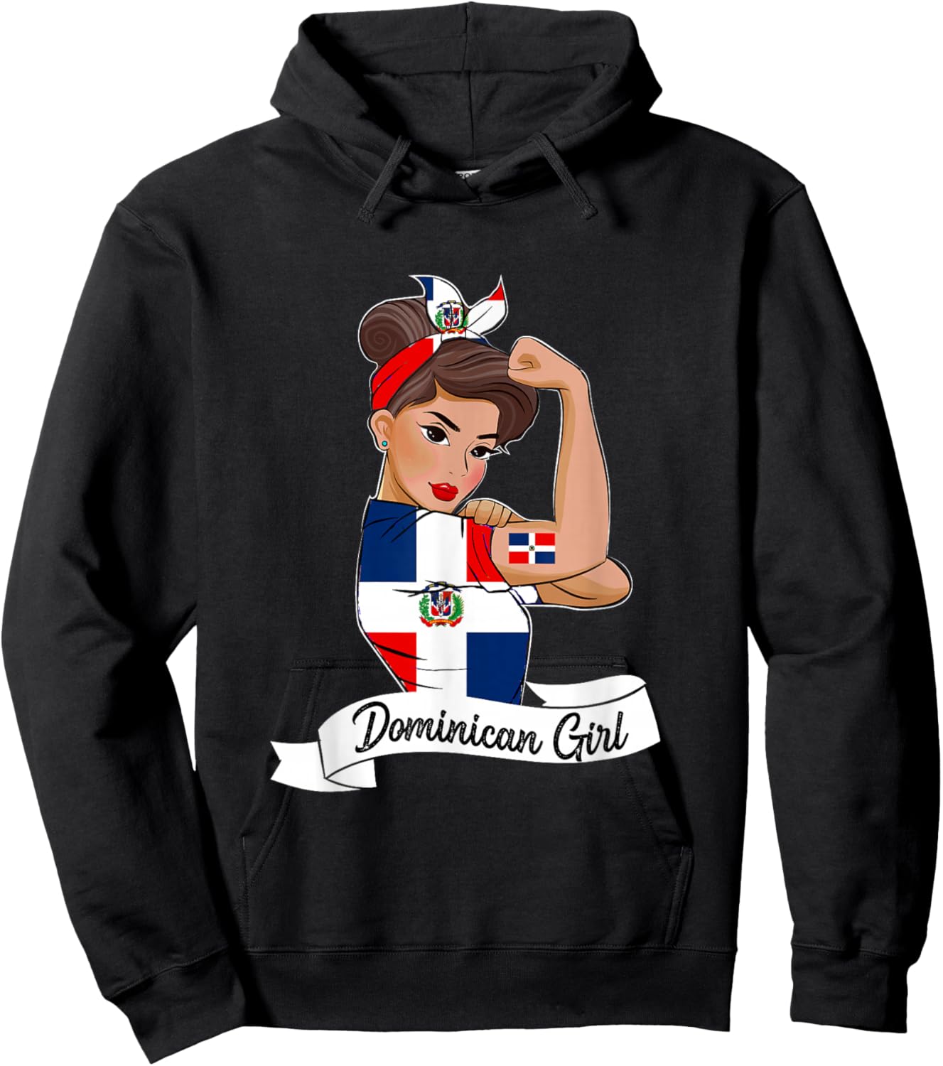 Dominicana Girl Flag RD Dominican Republic Women Pride Hoodie - Hoodie | Black