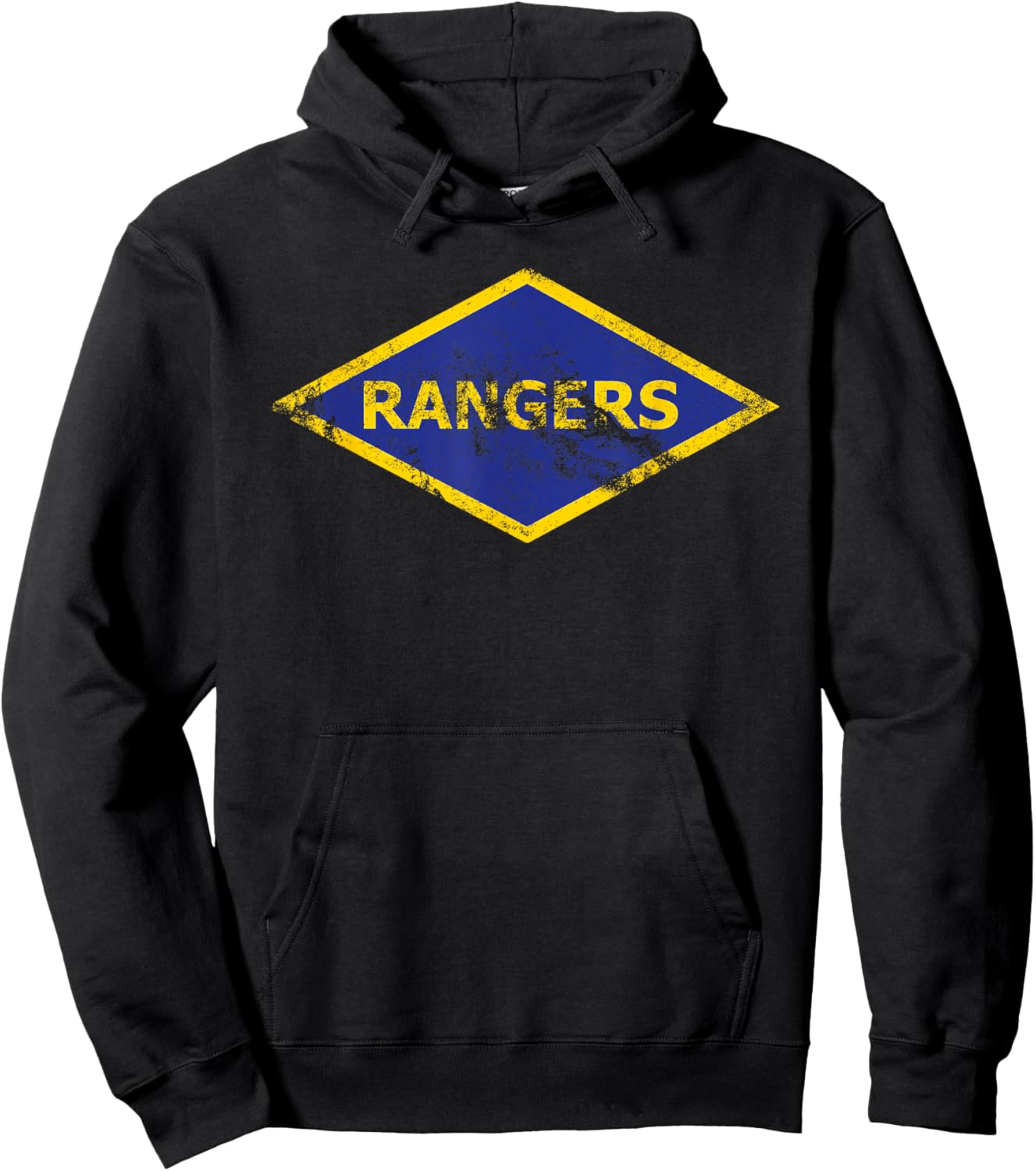 Army Ranger WW2 Diamond Vintage Distressed Look Hoodie - Hoodie | Black