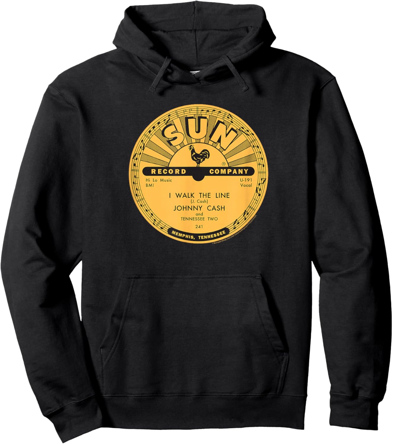 Sun Records Vinyl Johnny Cash I Walk The Line Hoodie - Hoodie | Black