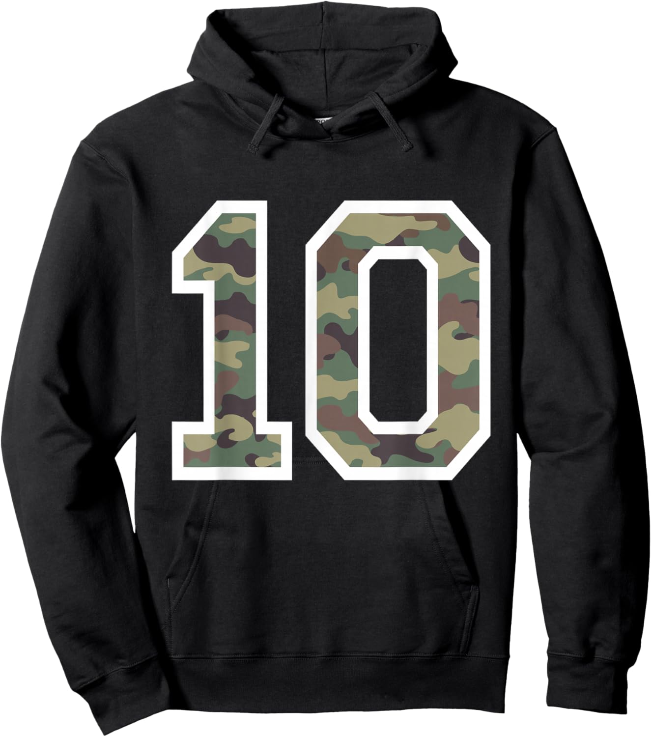 #10 Jersey Uniform Varsity Sports Camo Number, 10th Birthday Hoodie - Hoodie | Black