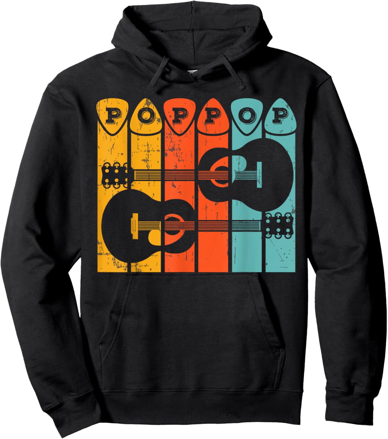 Guitarist Pop Pop Retro Poppop Acoustic Guitar Player Music Hoodie - Hoodie | Black