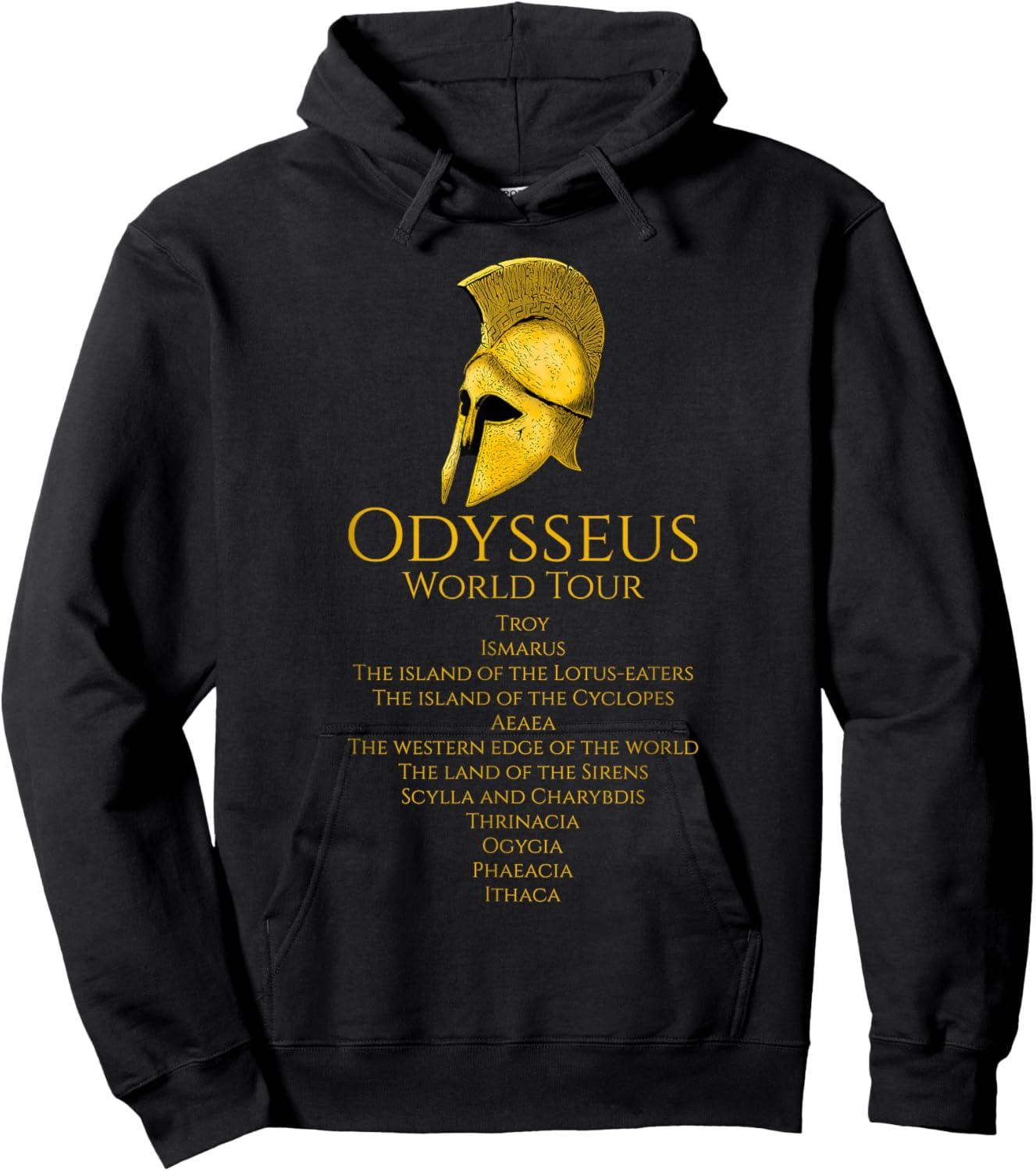 Ancient Greek Mythology & Classical History Gifts - -Adults Black Small Classic Fit Short Sleeve - Greek Mythology - Odysseus World Tour - Ancient Greece - Epic Greek Mythology Hoodie - Hoodie | Black
