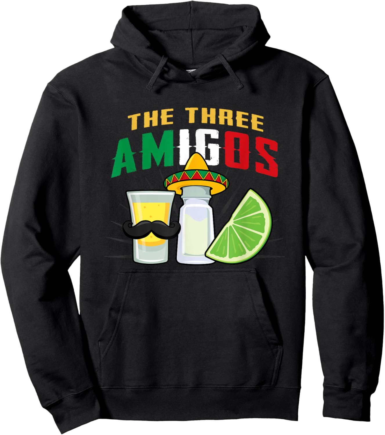 The 3 Three Amigos Lime Salt Tequila Cinco De Mayo Hoodie - Hoodie | Black