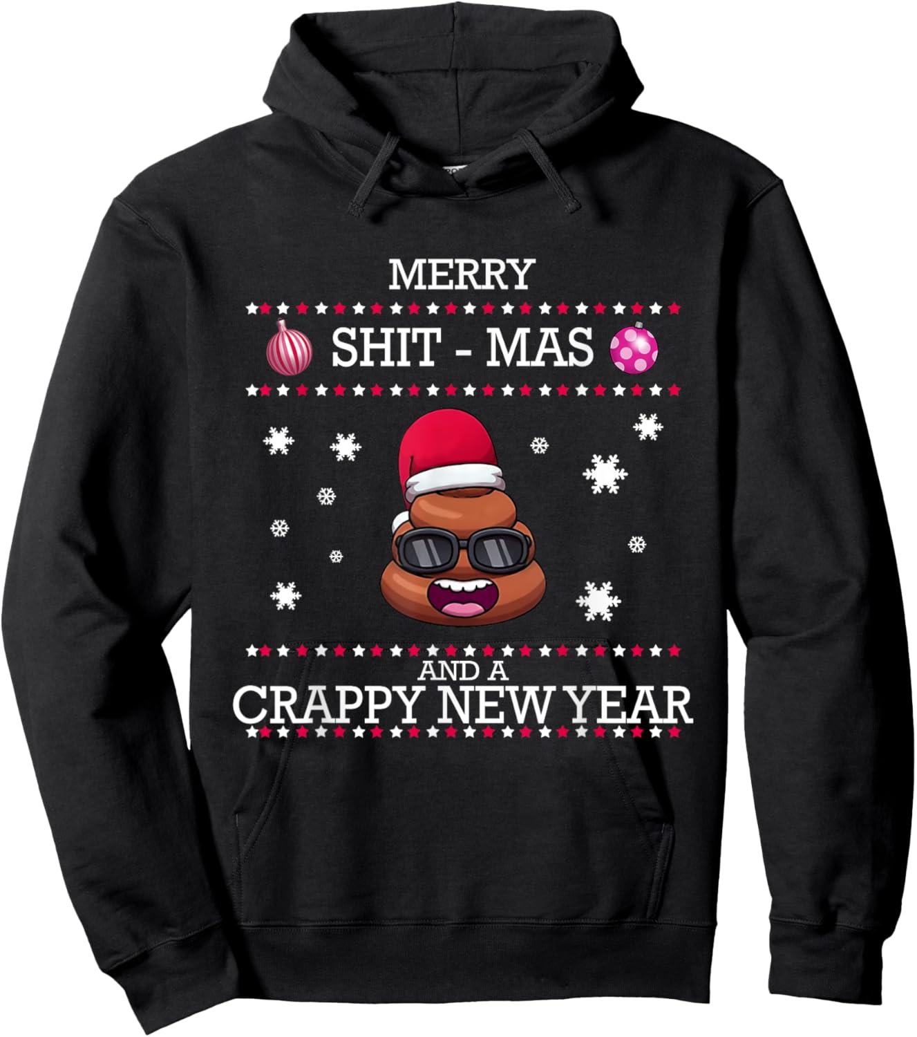Merry Shit-Mas And A Crappy New Year Poop Ugly Christmas Hoodie - Hoodie | Black