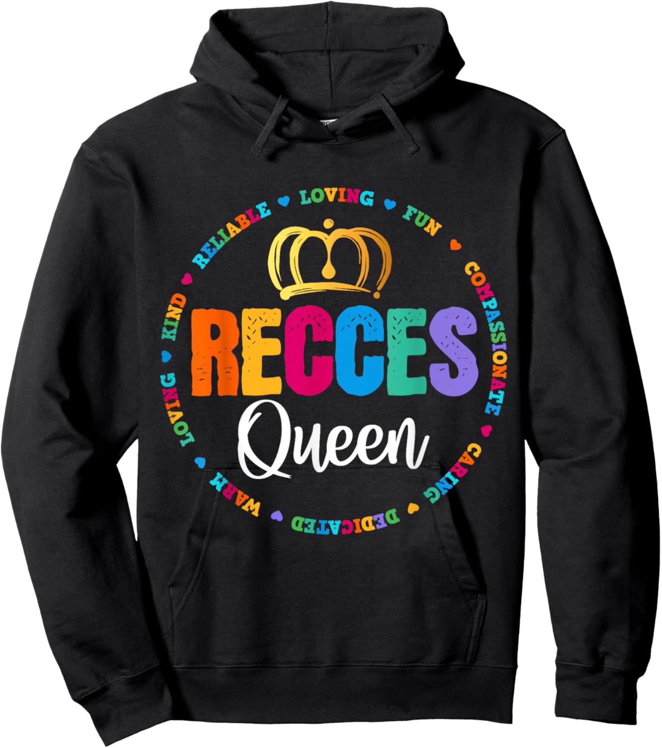 Funny Recess Queen Crew School Teachers Students Monitor Hoodie - Hoodie | Black