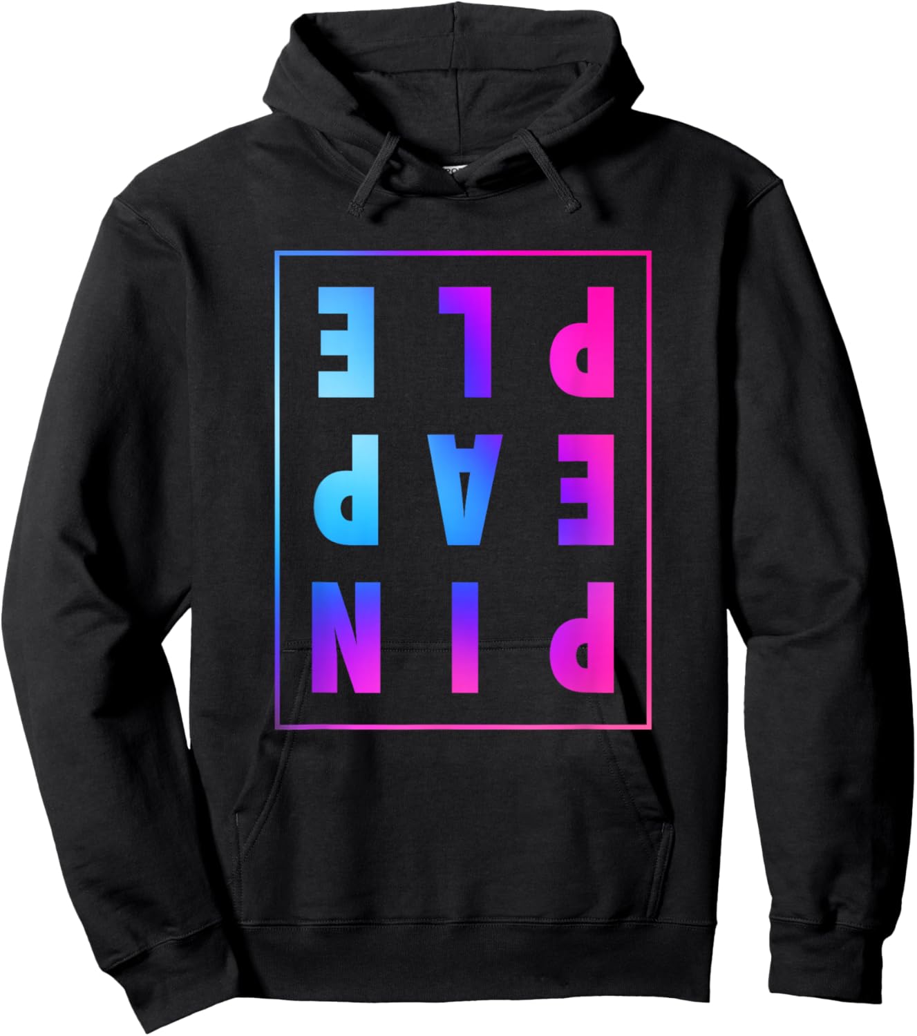 Retro Upside Down Pineapple Swinger Pastel Text Grid Hoodie - Hoodie | Black