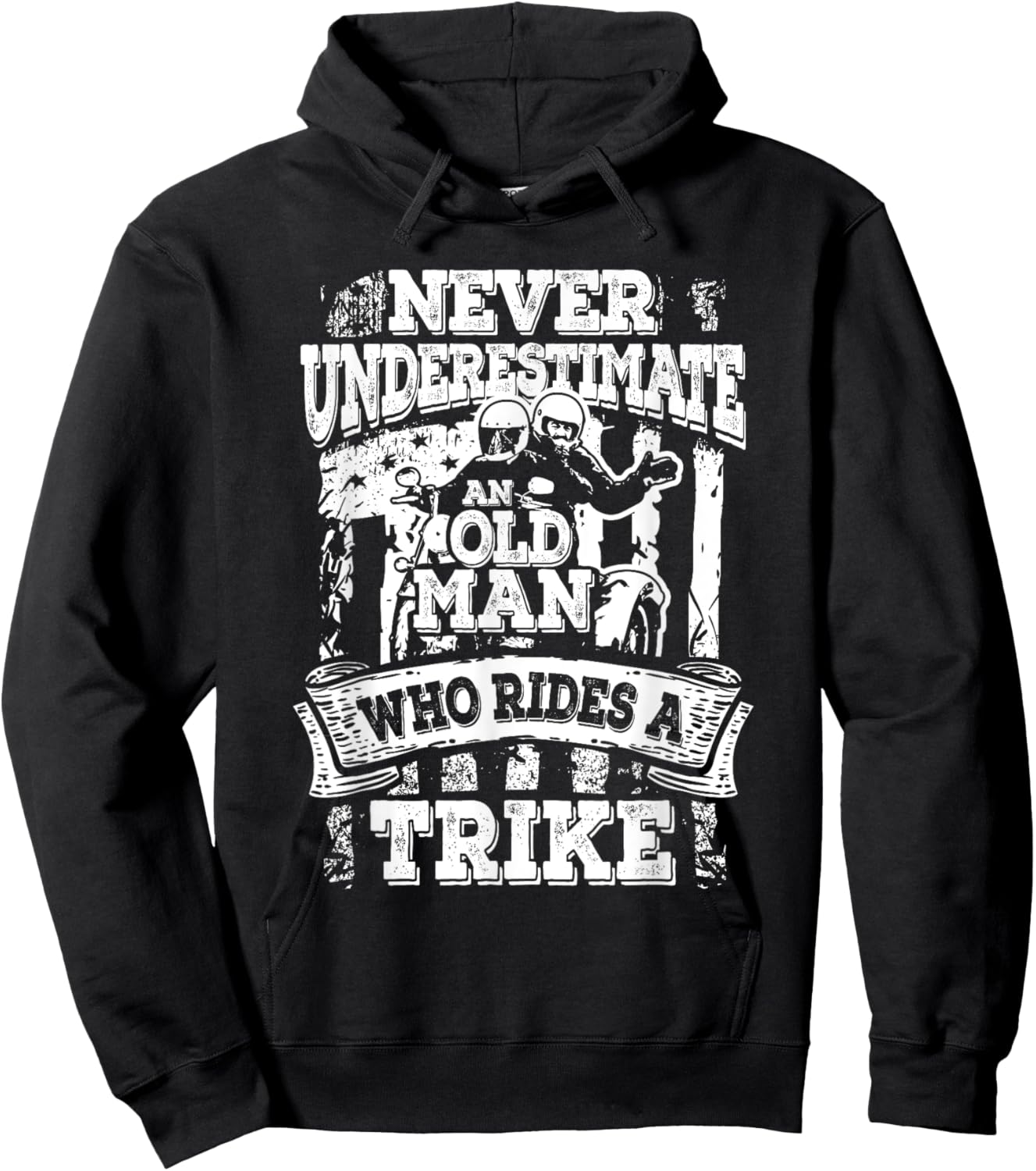 Unterschätzt Niemals Einen Alten Mann Der Ein Trike Fährt Hoodie - Hoodie | Black