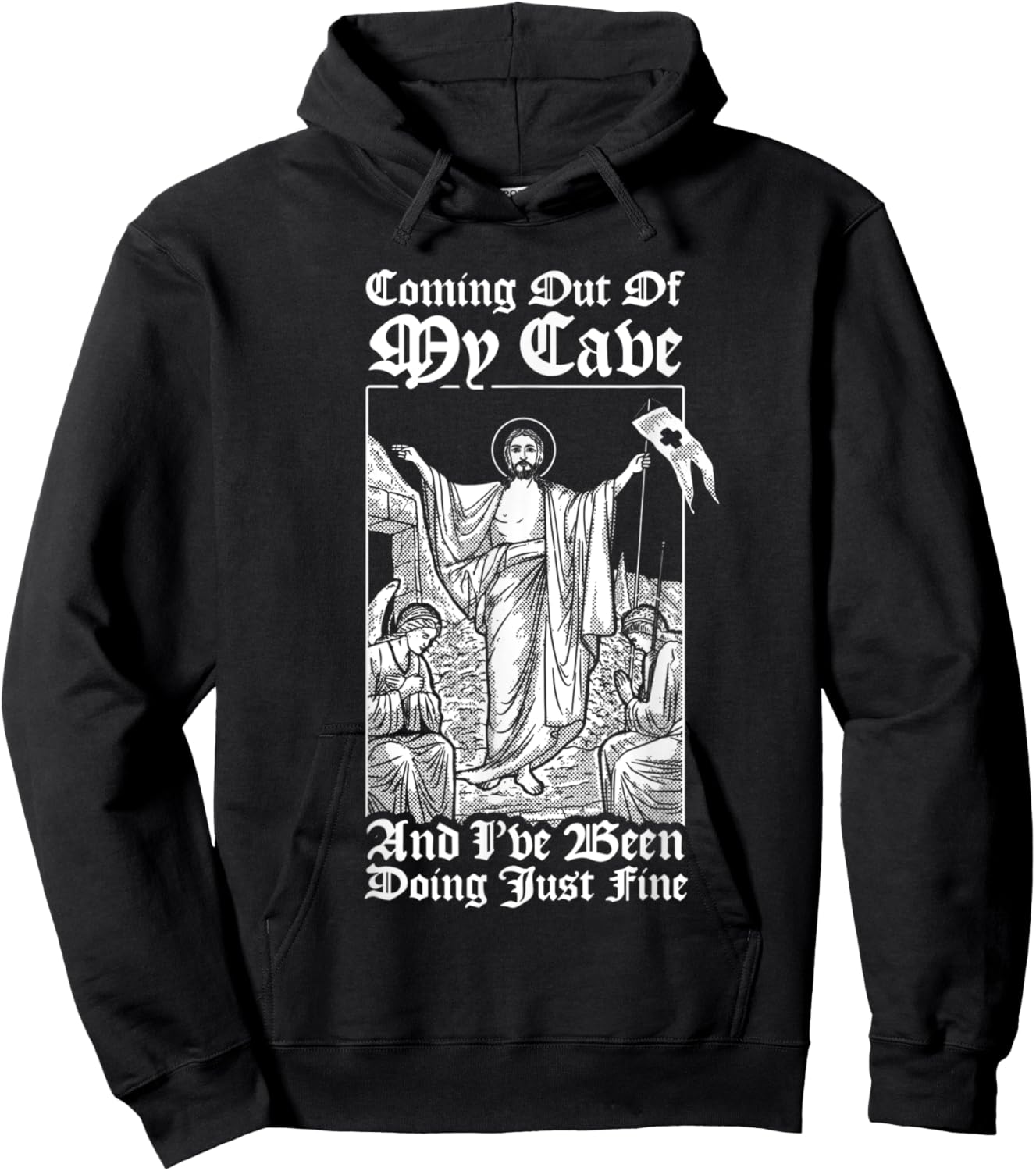 Coming Out Of My Cave Jesus - Christian Easter Meme Hoodie - Hoodie | Black